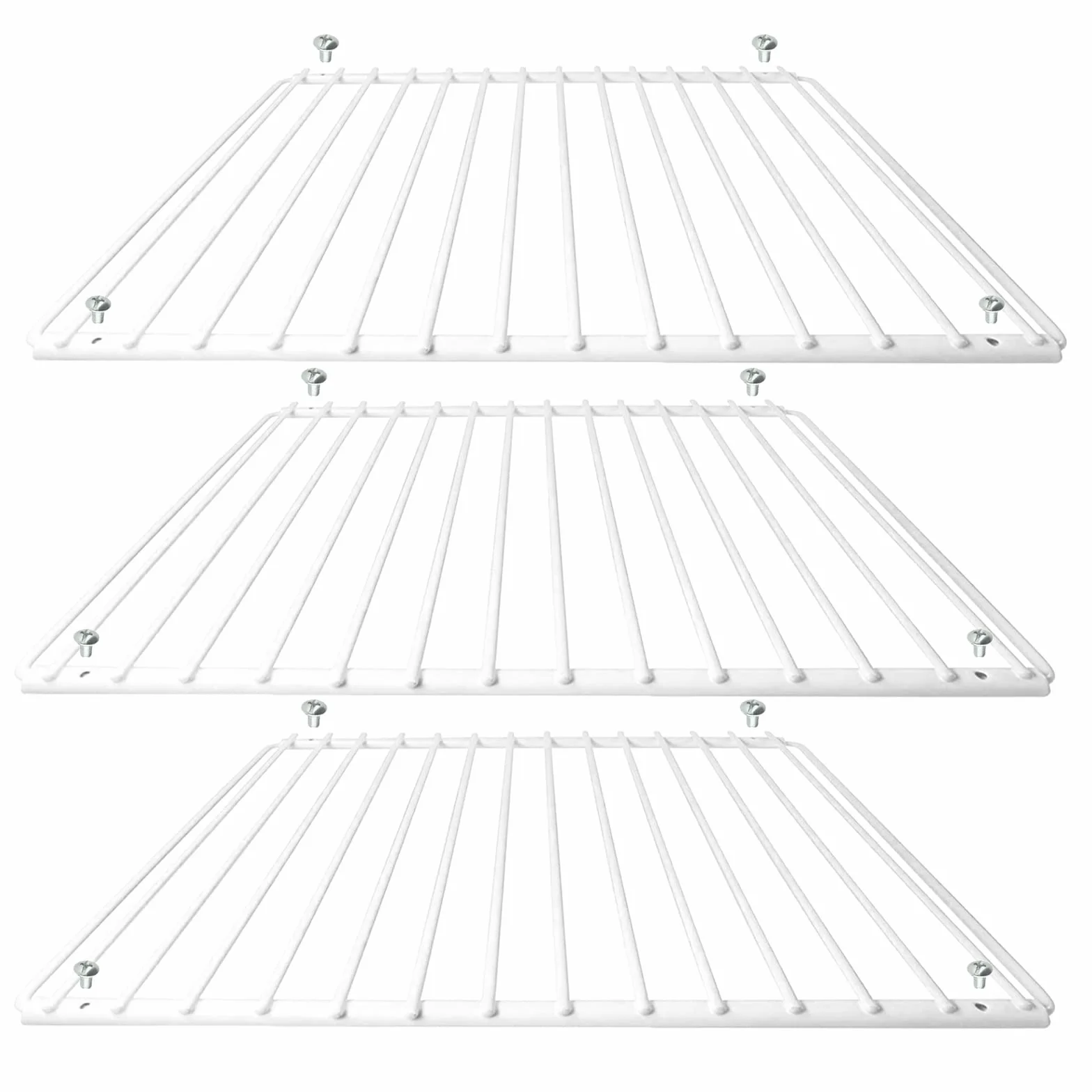 SPARES2GO Estante Universal para frigorífico y congelador (Paquete de 3, Blanco, Ajustable, Recubierto de plástico, Brazos Extensibles)