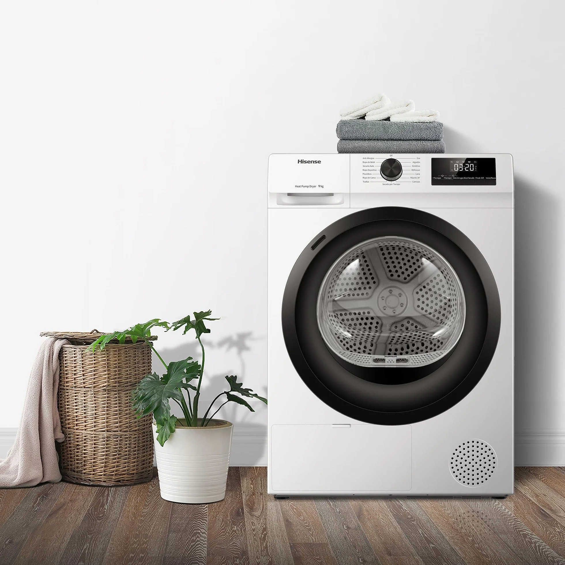 Hisense DHQE900UWDC Secadora bomba de calor 9Kg Clase D 59,5cm 84,5cm 55cm Blanco