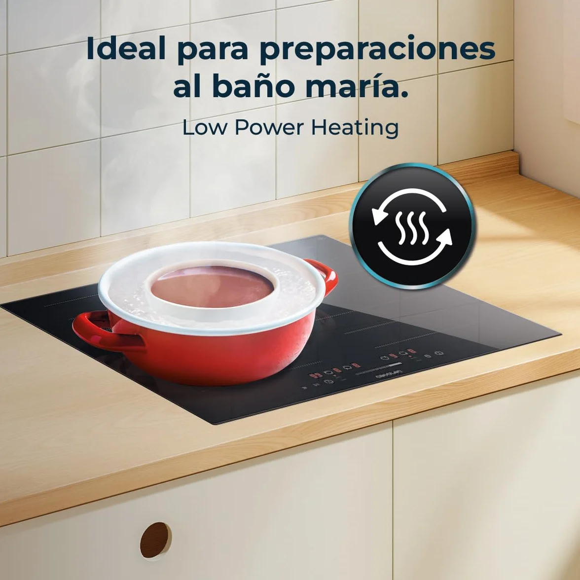 Cecotec Placa de Inducción 2 Zonas Flex Bolero Squad 4001 Flex. 7200W, 9 Niveles, Bajo Consumo, Temporizador, Booster Function, Control Táctil, Bloqueo para Niños, Stop&Go