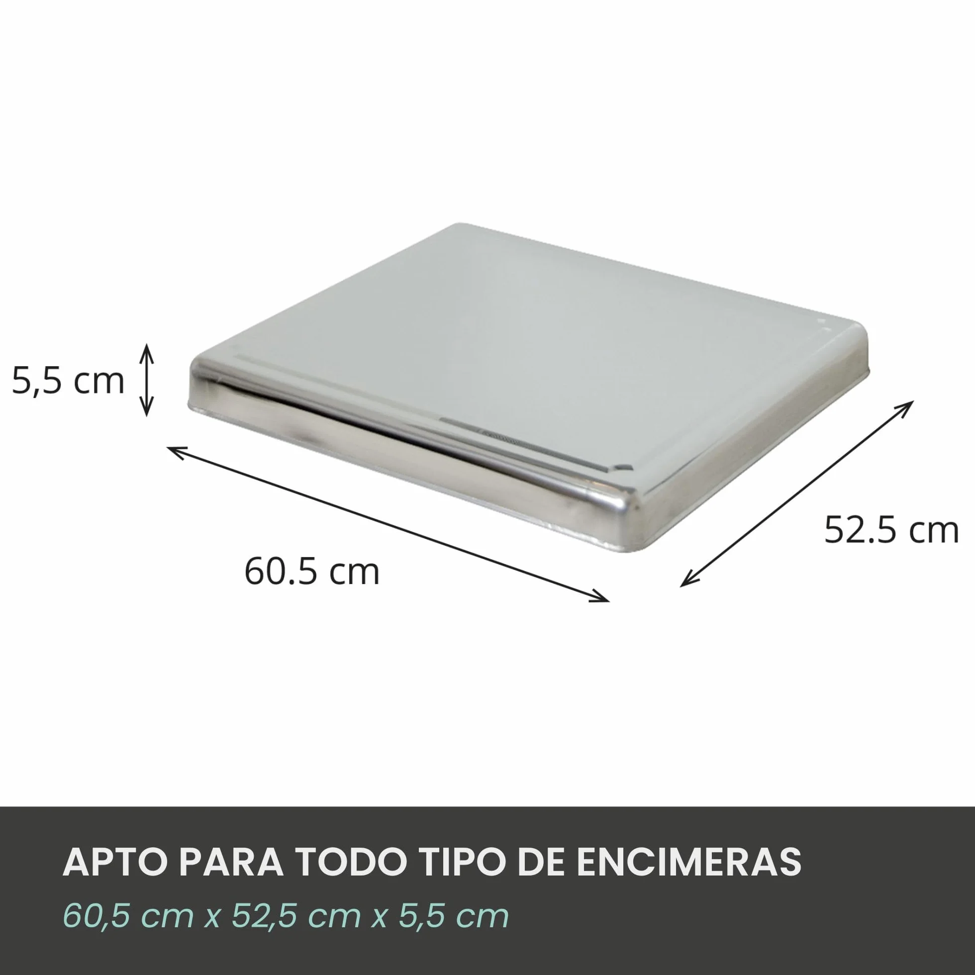 Jocca - Protector de Encimera Universal en Acero Inoxidable para Vitroceramica, Induccion y Gas 52,5 x 60,5 x 5,5 cm