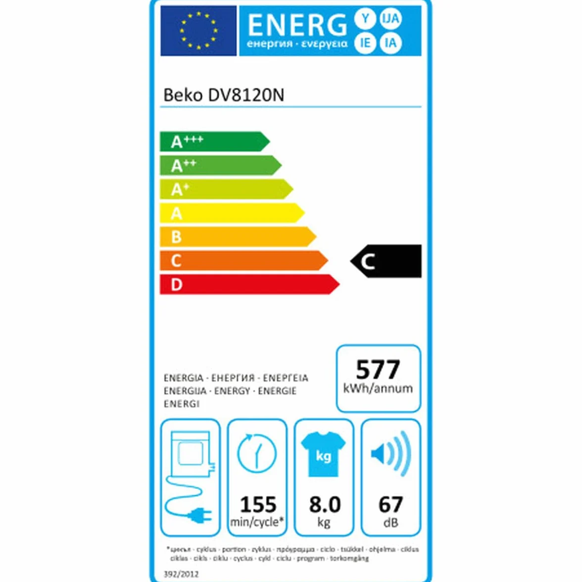 Beko - Secadora De Evacuación Beko Dv8120N Con Capacidad De 8 Kg