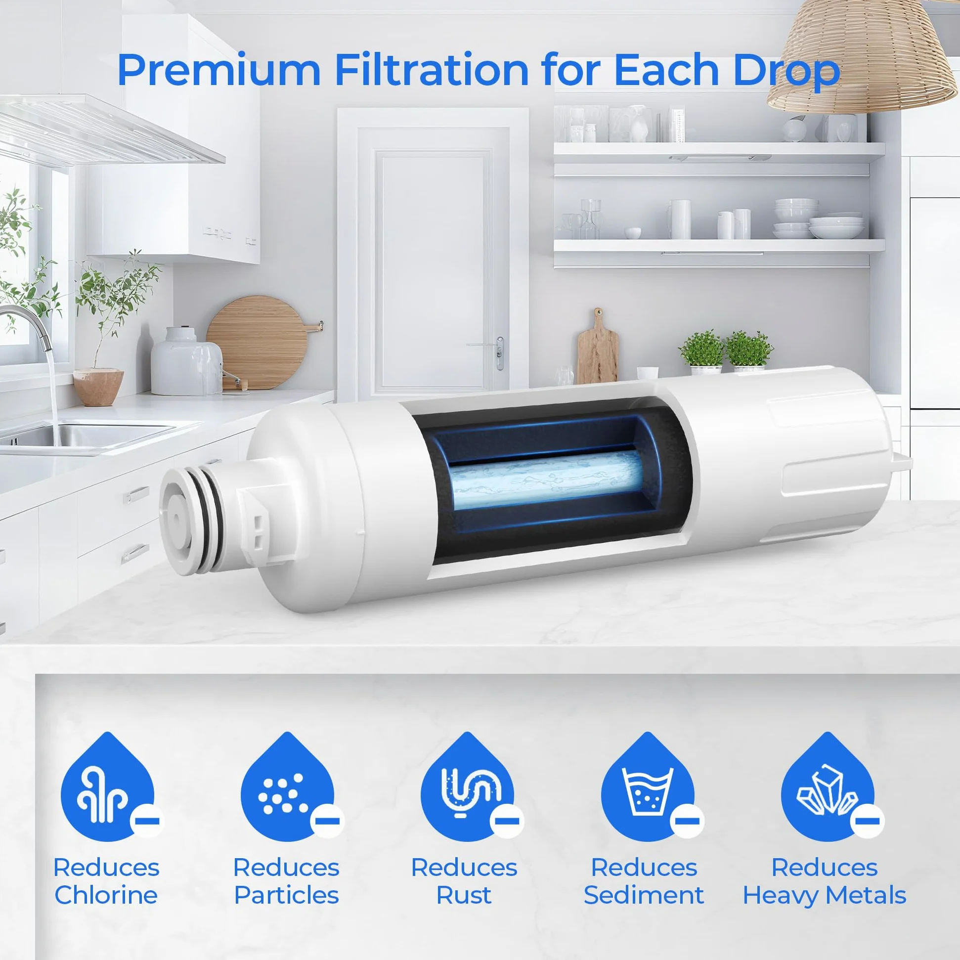 Filtro de agua MIWF6200, MRS26D5AST, MRS26D7AST, paquete de 3 | Compatible con Midea MRQ22D7AST, MF-2008-R2, Sharp SJWF200, SJG2254FS, Thor Kitchen WF200, Zline MIWFT2100, RFM-W-36