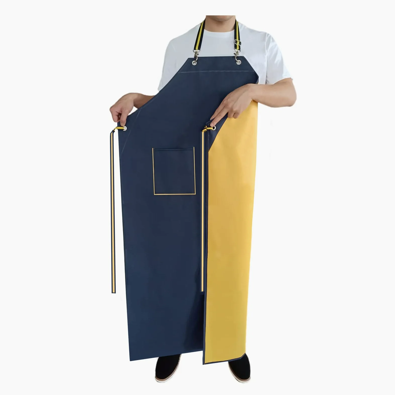 Delantal de goma impermeable con bolsillos para lavavajillas, 119 cm, correa ajustable para el cuello, para hombre, resistente al agua