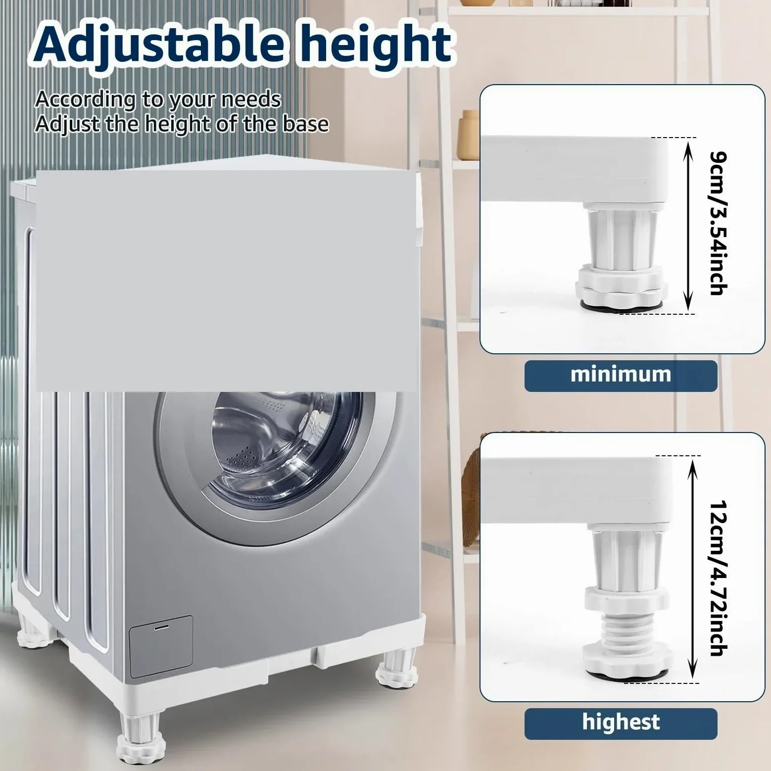 Soporte de lavadora antivibración móvil universal | Pedestal for lavandería con almohadillas antivibración for soporte de base de mueble