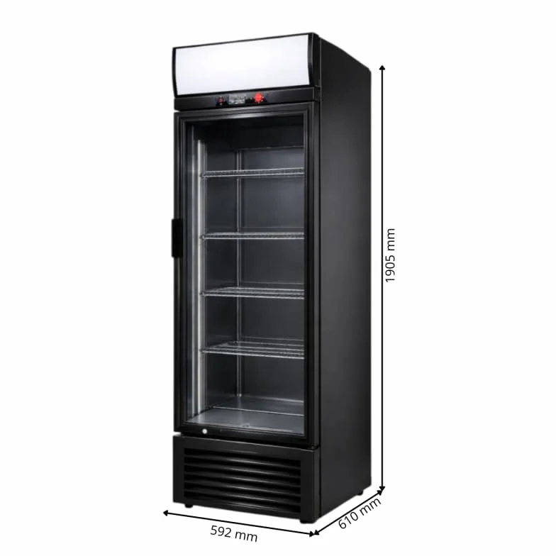 Armario de bebidas refrigerado genérico 350L con dosel – vitrina refrigerada profesional para comercios, cafeterías, restaurantes, aperitivos – Refrigeración eficiente y diseño atractivo