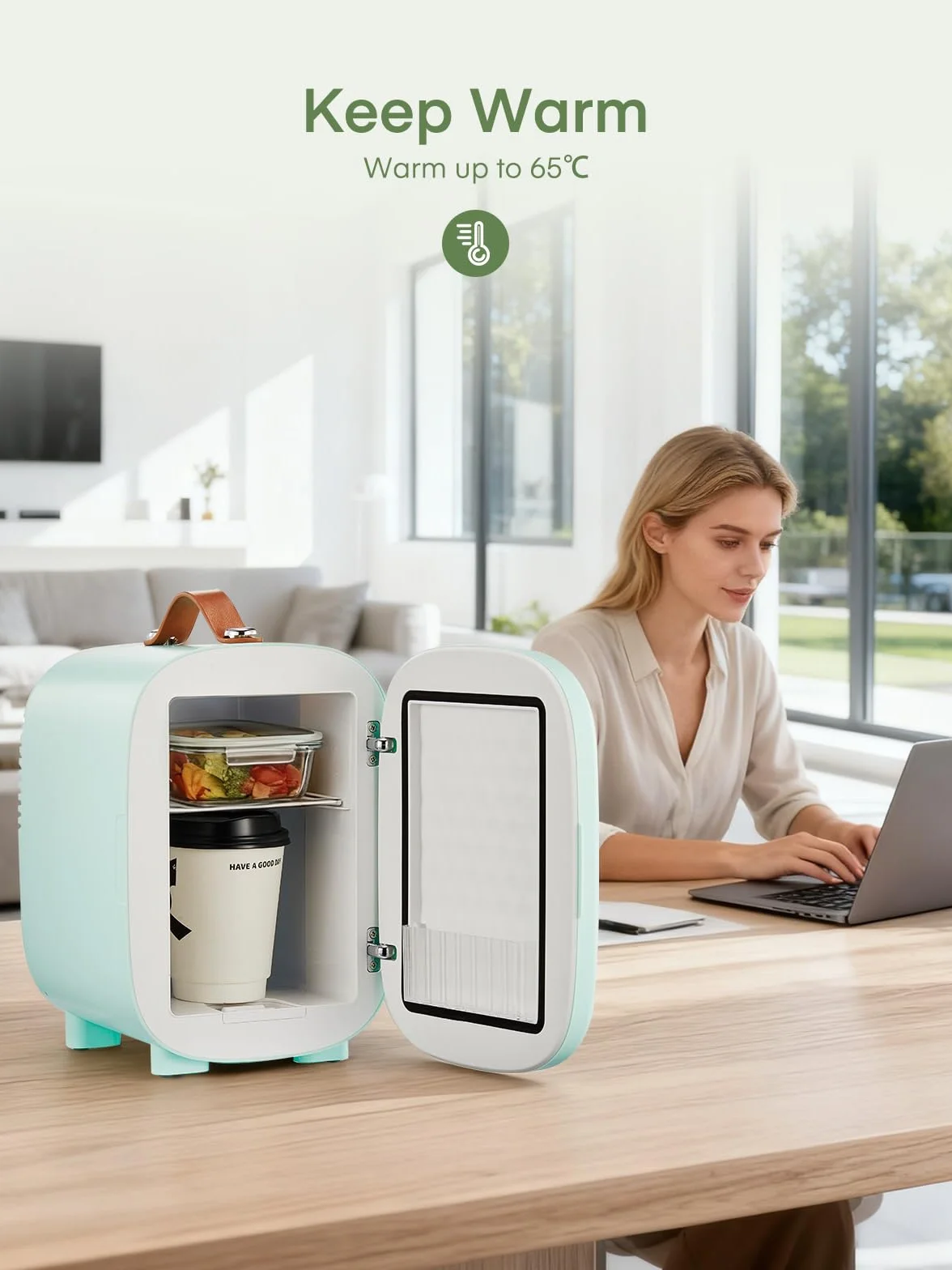 FOHERE Mini Nevera 5 Litros 6 Latas CA+CC Silencioso Portátil Enfriar Calentar Verde