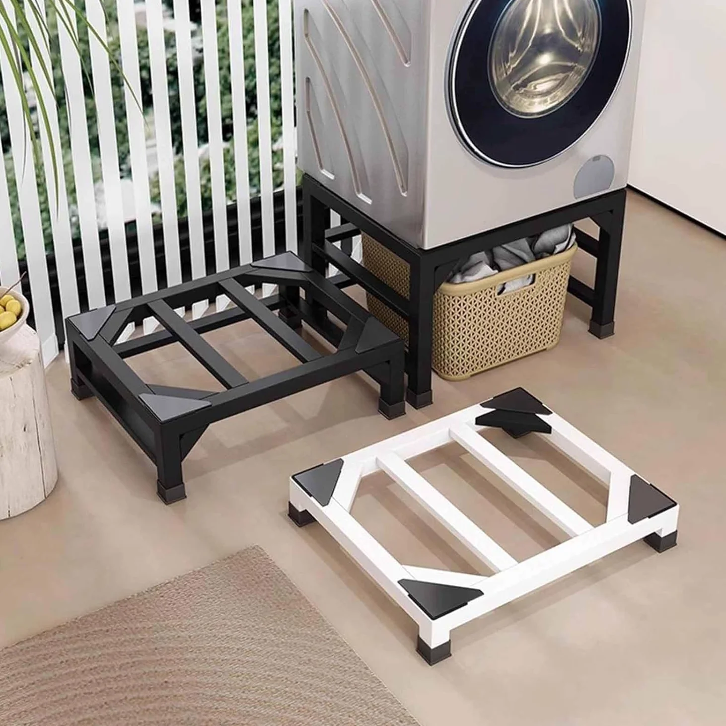 Soporte de nevera resistente y pedestal para lavadora y secadora, base universal resistente con 4 pies, ajustable para uso doméstico, 56 x 56 x 30 cm, 50 x 50 x 40 cm
