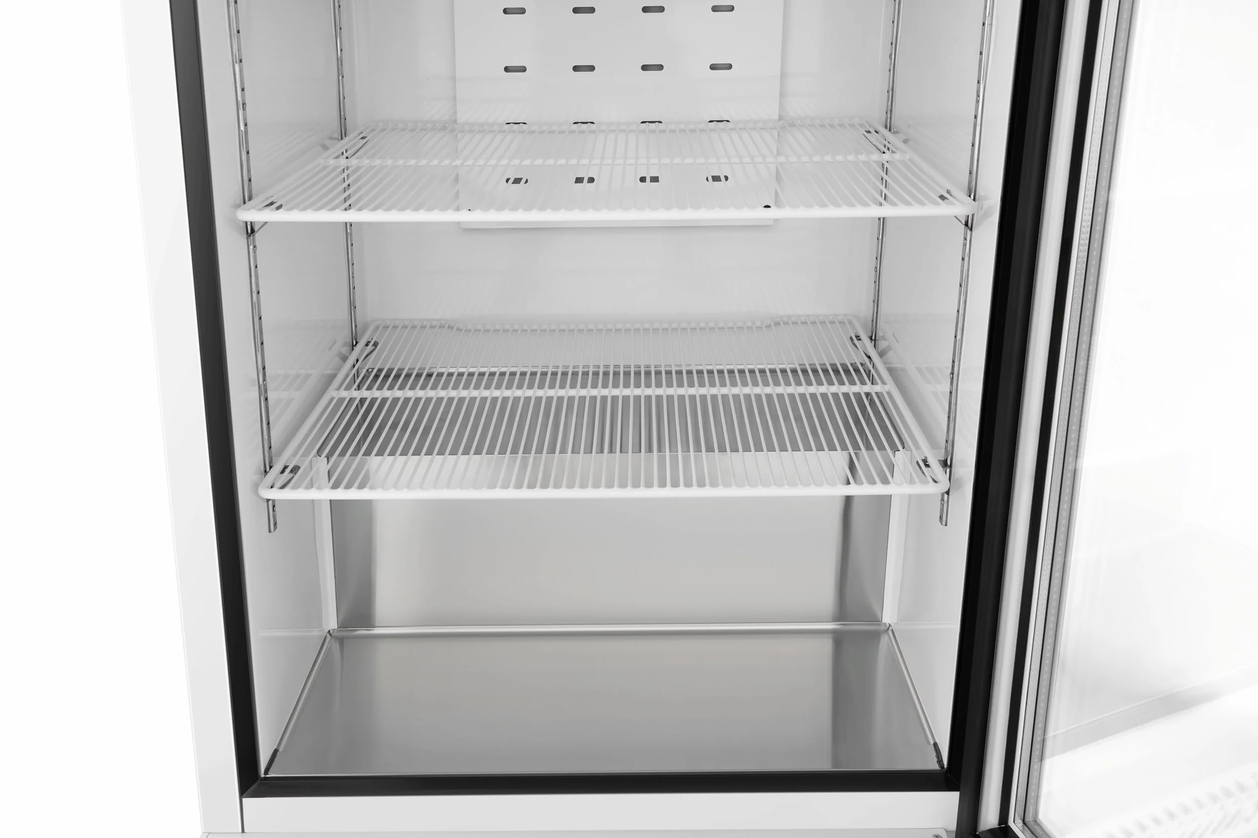 METRO Professional Frigorífico con Puerta de Cristal GRE6600G, 380L, Nevera Vertical con Cerradura, 77.5x72.5x188.5cm, 5 Estantes, Blanco