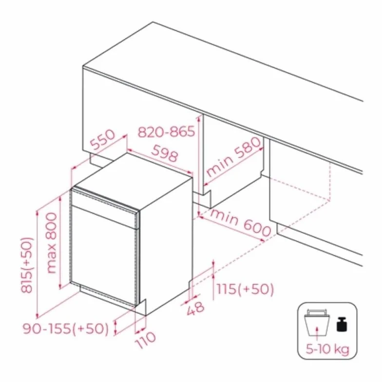TEKA Lavavajillas Integrable 60 cm Sliding Door 12 Cubiertos DFI 46650