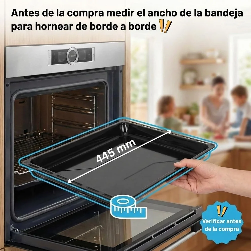 ICQN Bandeja de Horno Profunda 44,5x37,5x5 cm, Compatible con Candy, Bauknecht y Whirlpool, Bandeja Esmaltada para Horno