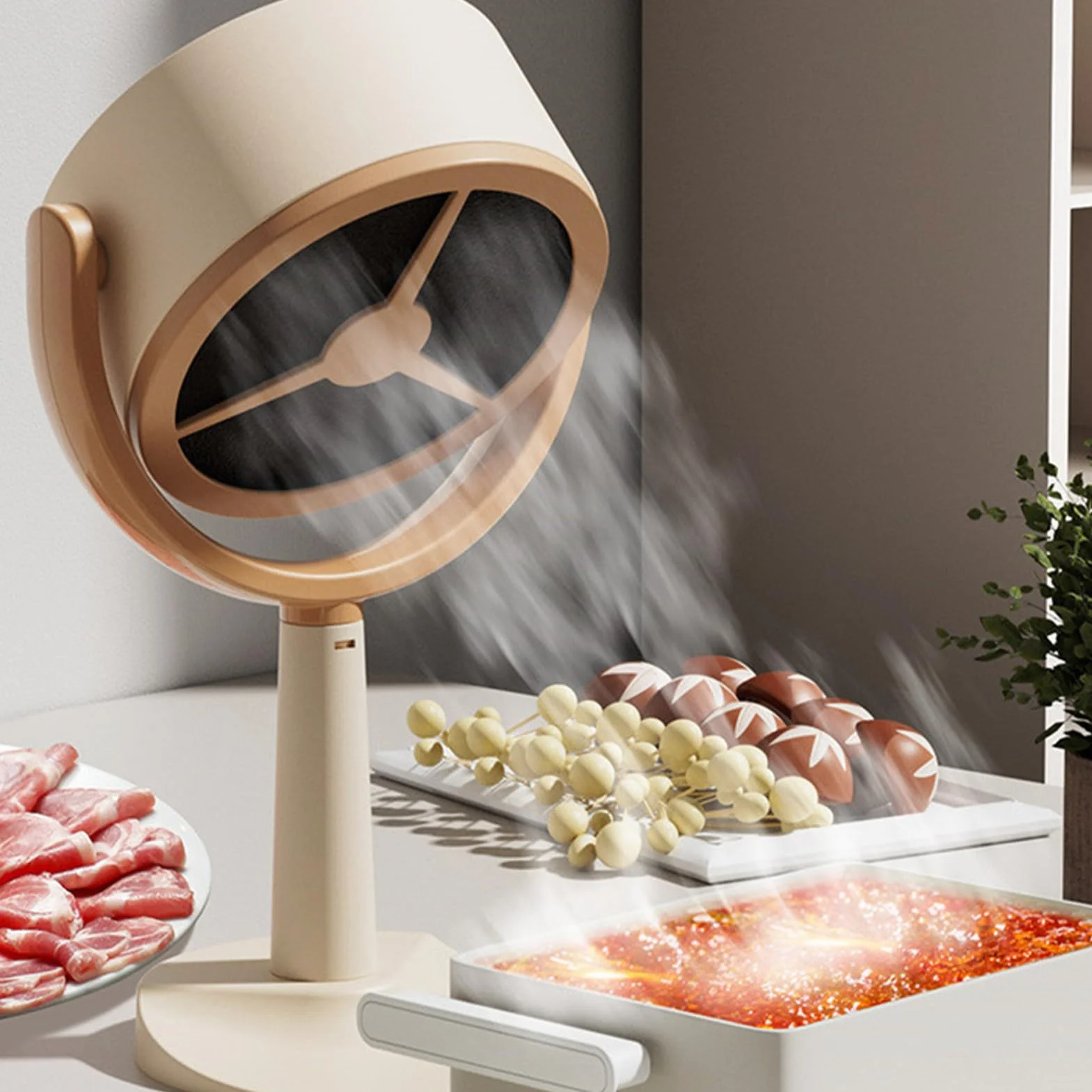 Rankey - Mini campana extractora portátil, campana extractora ajustable, gran batería de 3000 mAh, fuerte succión y bajo ruido, para barbacoas, cenas en interiores, ollas calientes
