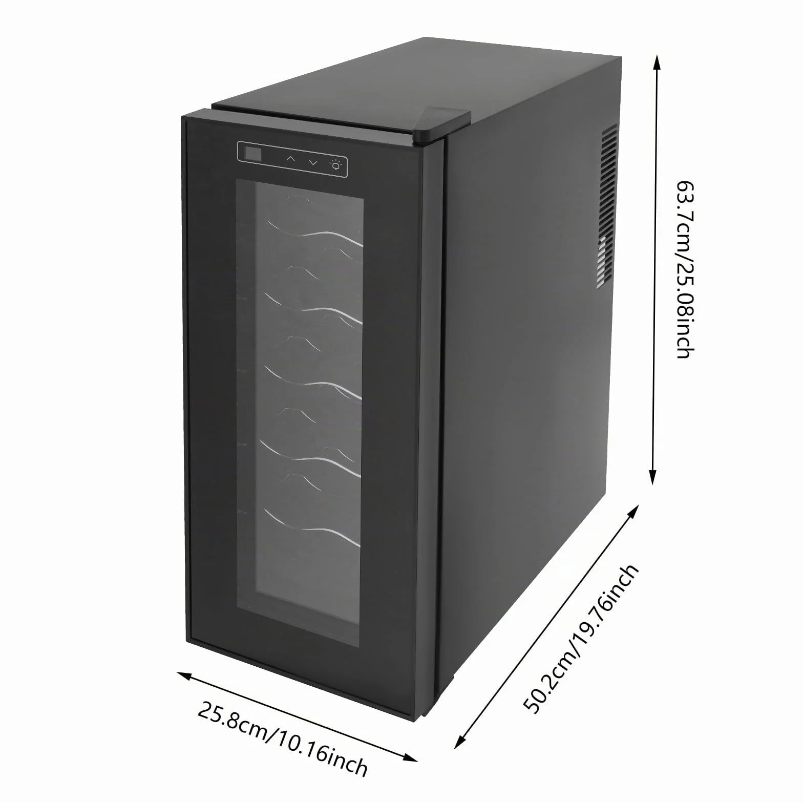 Nevera para vino, 12 botellas, 33 litros, con patas ajustables con luz LED, minibar, con puerta de cristal