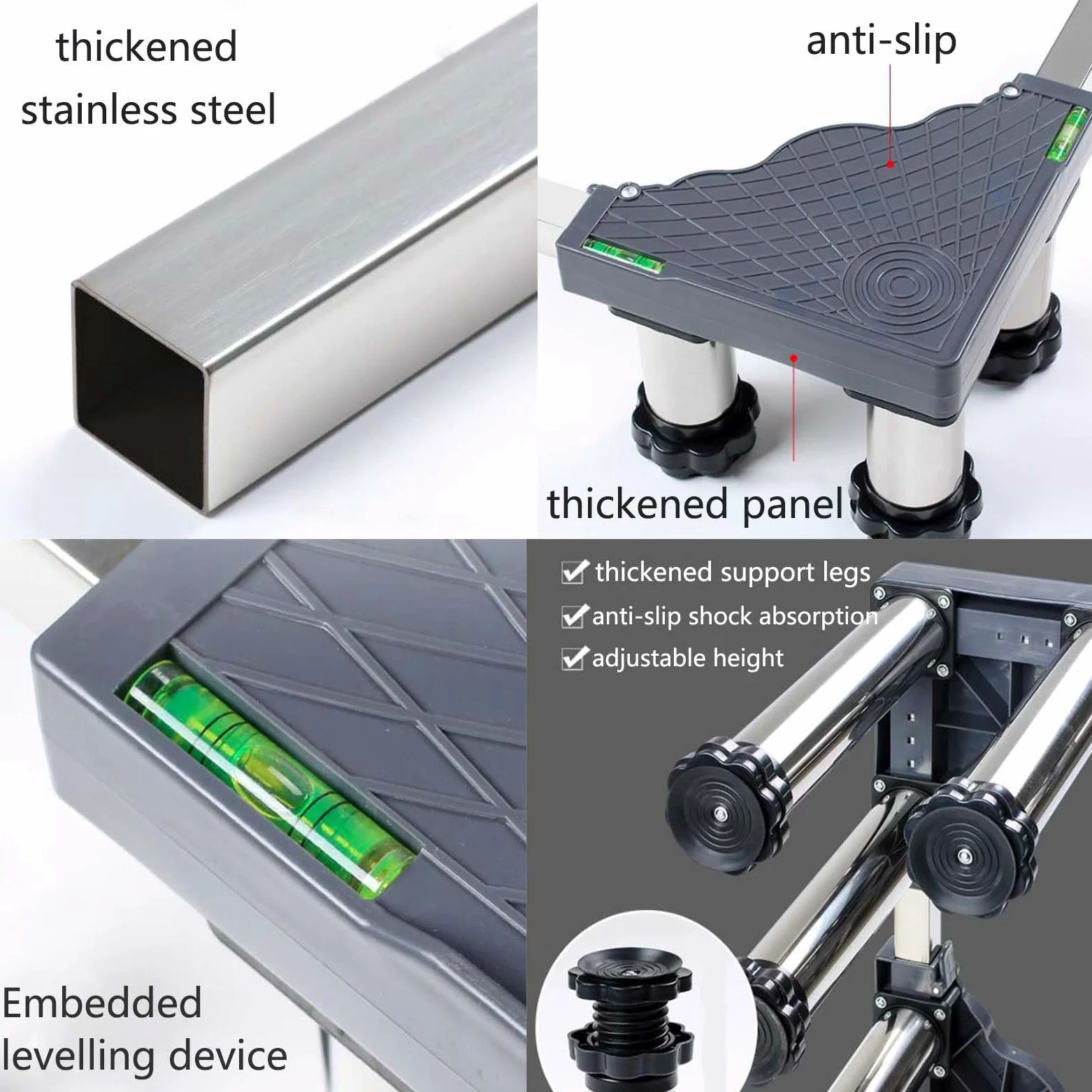 Soporte ajustable para lavadora, soporte resistente para lavadora de refrigerador, secadora, altura y ancho ajustables, fácil instalación