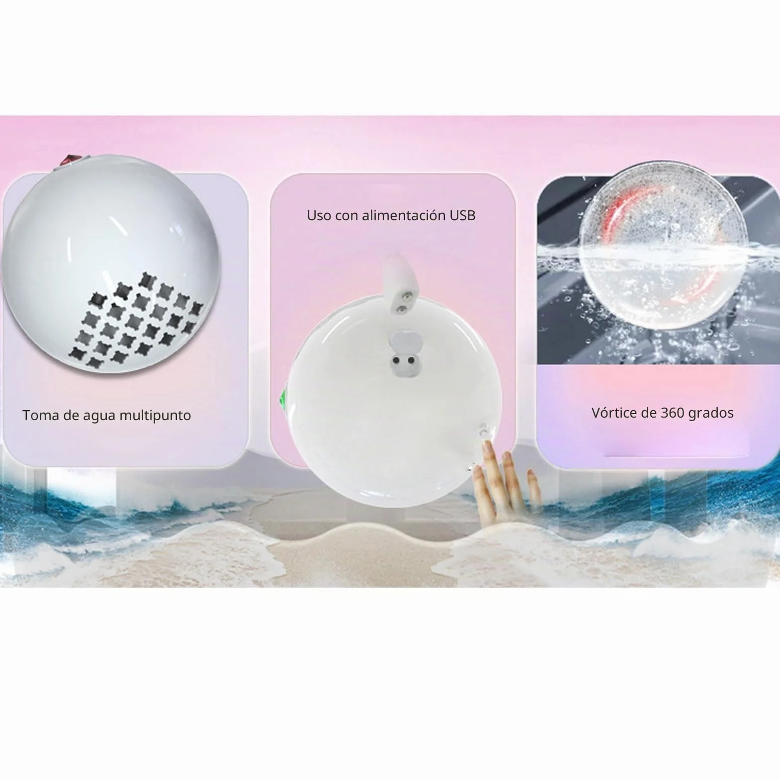 Mini Lavavajillas Portátil con Fregadero , Lavavajillas Eficiente para Cocina Casera con Modo Interactivo (Cubo Rosa)