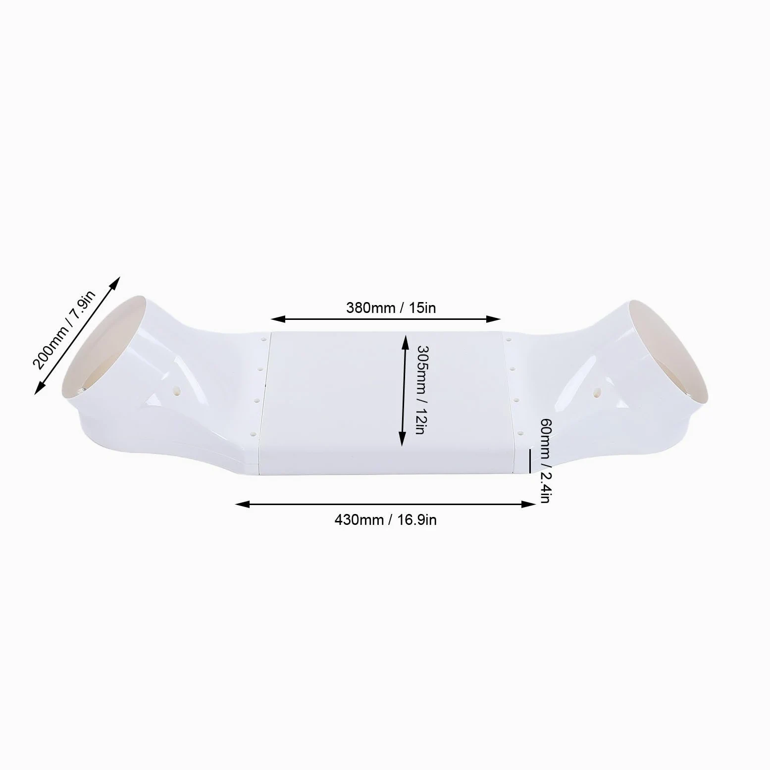 Fafeicy Kit de Transición de Conducto ABS de 200mm, Adaptador Redondo a Plano, Tubo de Cruce de Haz sin Taladro para de Ventilación de Secadora en Lavandería Doméstica
