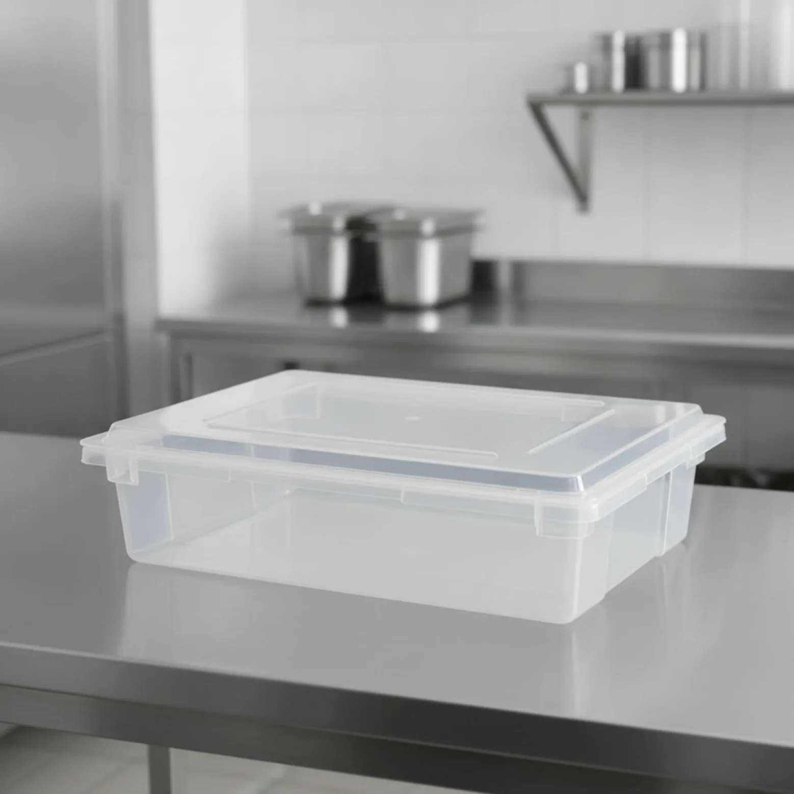 rockible Organizador Nevera con Tapa Engrosado Organizador Nevera Recipien con Tapa para Cocina, 65.5cm X 45.5cm X 16.5cm, 32L, Caja De Almacenamiento Rectangular Baja Grande