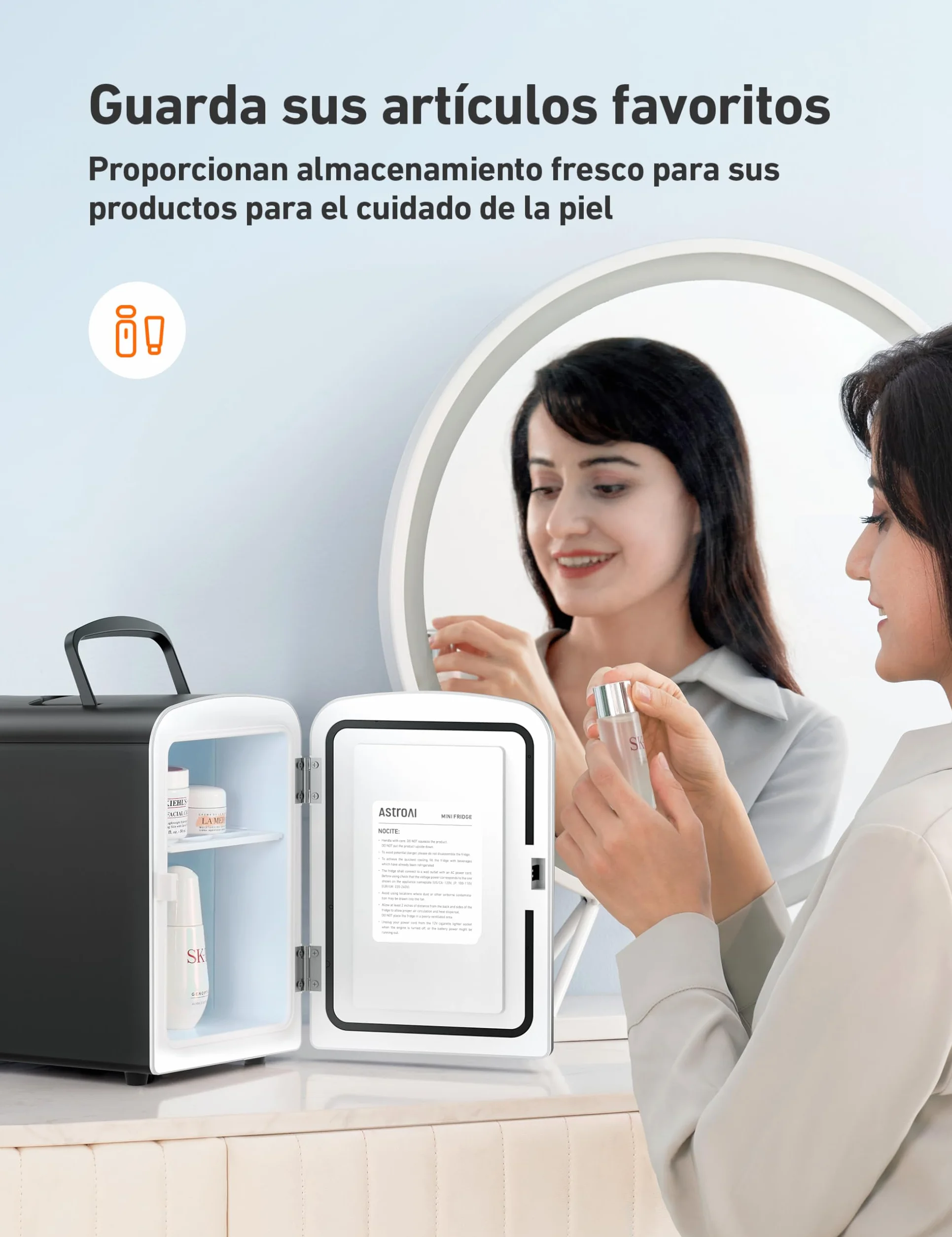 AstroAI Nevera Pequeña Portátil, Mini Nevera con el Volumen de 4 Litros, Frigorificos Pequeños, Mini Frigorífico Para Coche, Dormitorio, Bebidas, Cosméticos y etc. (Negro)