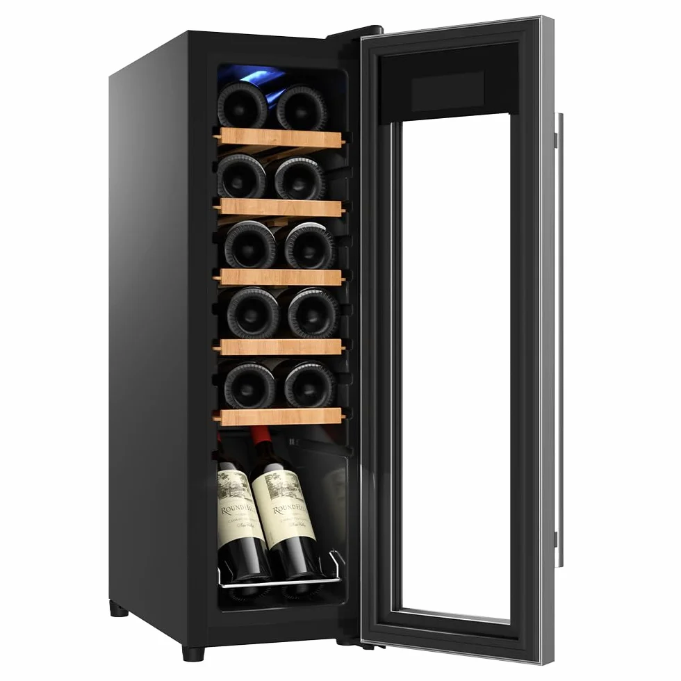 Cecotec Vinoteca 12 Botellas Bolero GrandSommelier 1230 CoolWood Compressor. 32 Litros, Sistema Compresor, Alto Rendimiento, Temperatura Regulable, Luz LED Interior, Control Táctil