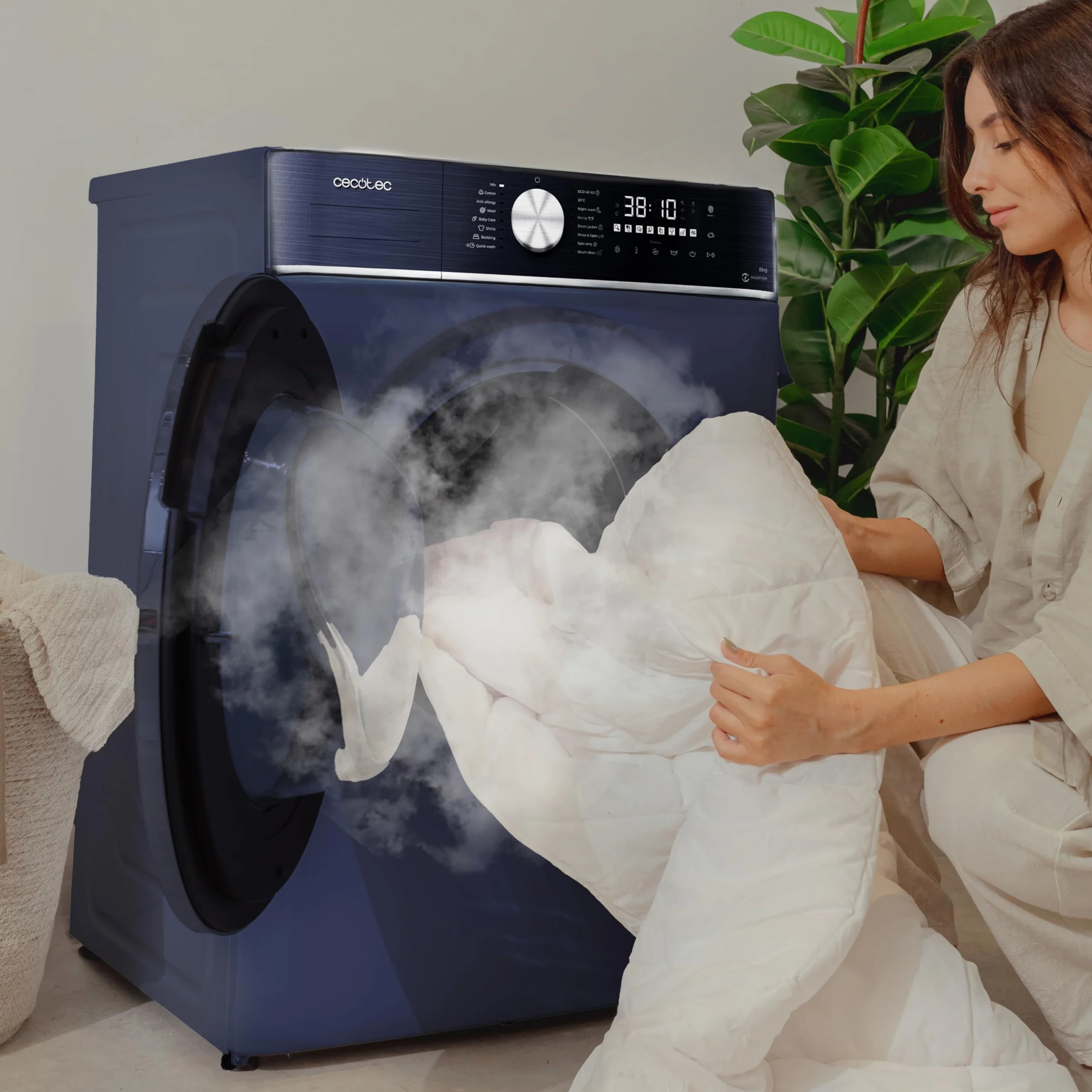 Cecotec Bolero Wash&Dry 8580 Lavadora Secadora 8.5kg Carga Frontal 1400RPM Inverter Ice Blue