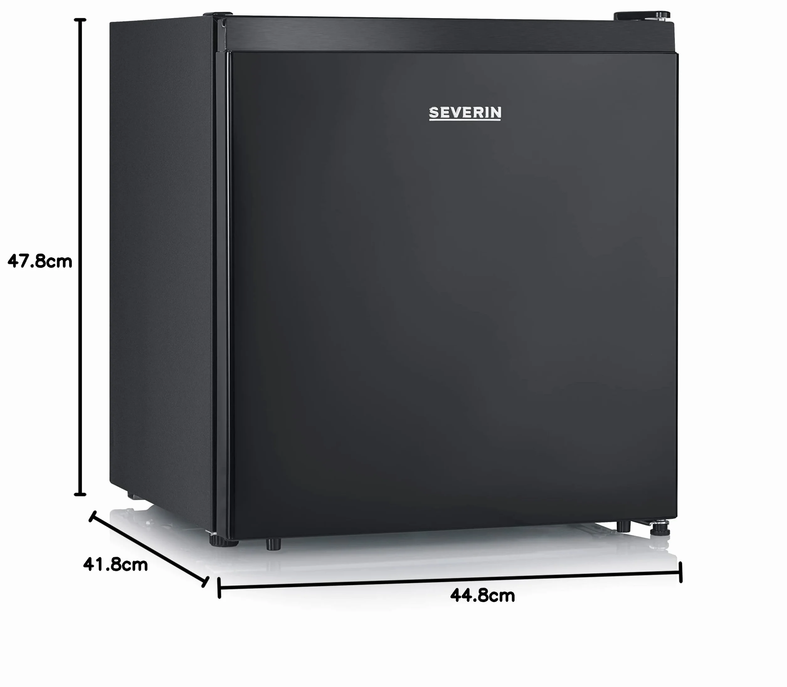 SEVERIN Mini nevera con compartimento de baja temperatura, nevera pequeña con estante intermedio, mini frigorífico de bajo consumo para hogares pequeños, 45 litros, negro, KB 8879