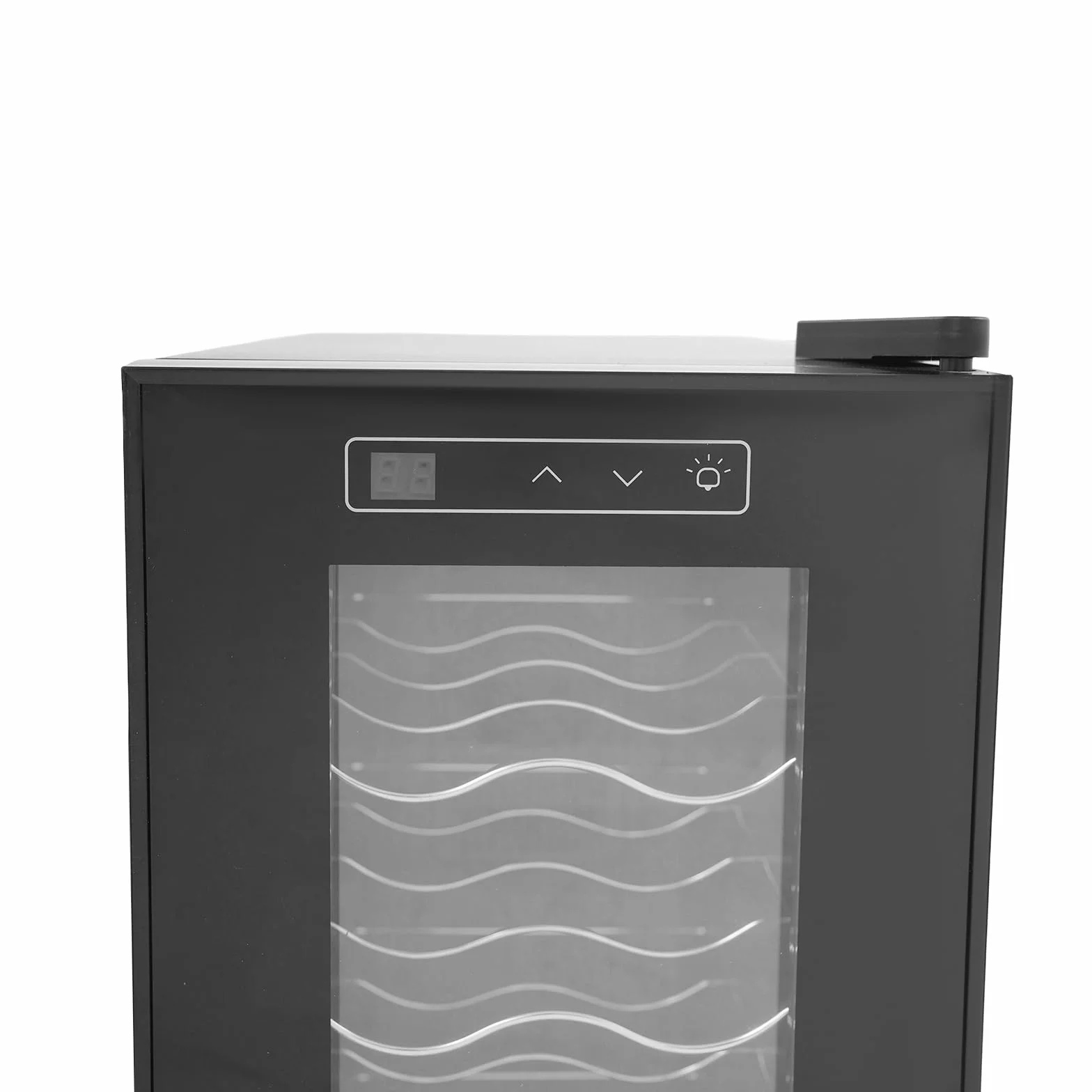 Nevera para vino, 12 botellas, 33 litros, con patas ajustables con luz LED, minibar, con puerta de cristal