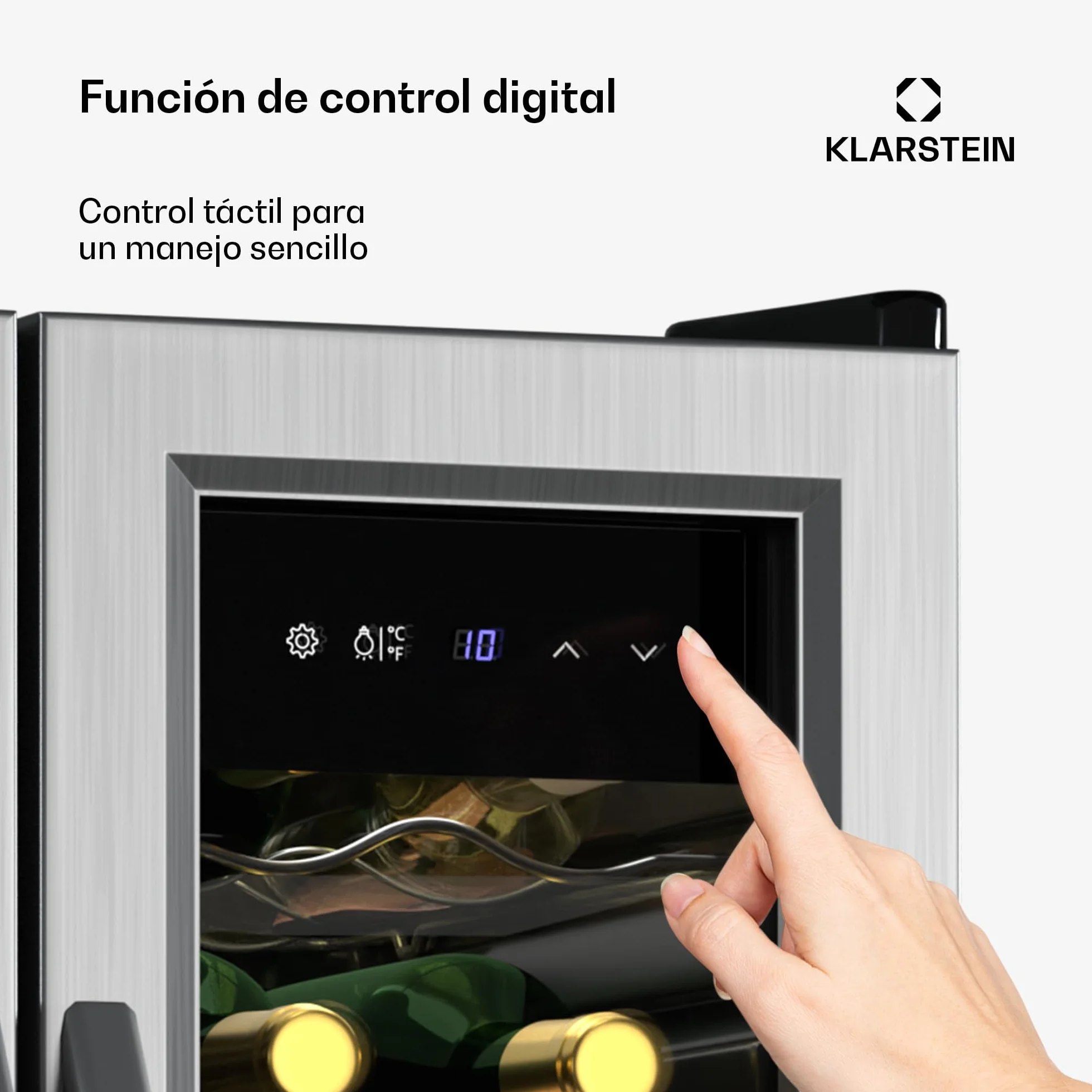 KLARSTEIN Vinamour nevera para vino 2 zonas - 24 botellas, 5-18°C, control táctil, iluminación LED, independiente, acero inoxidable doble puerta, nevera para vino