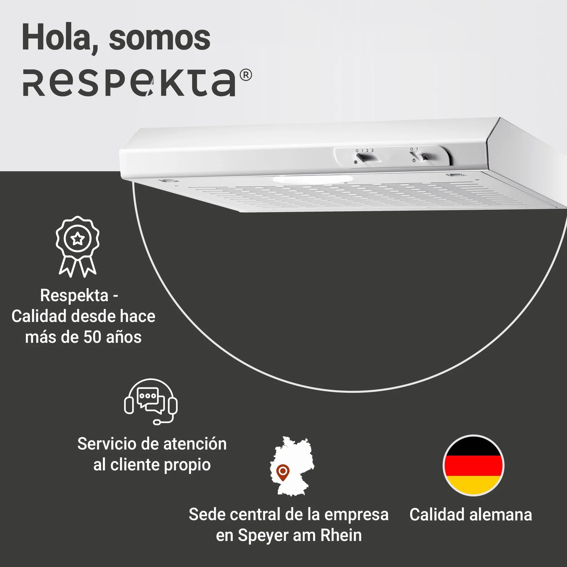respekta DH520WL - Campana para empotrar (50 cm, eficiencia energética: C), color blanco