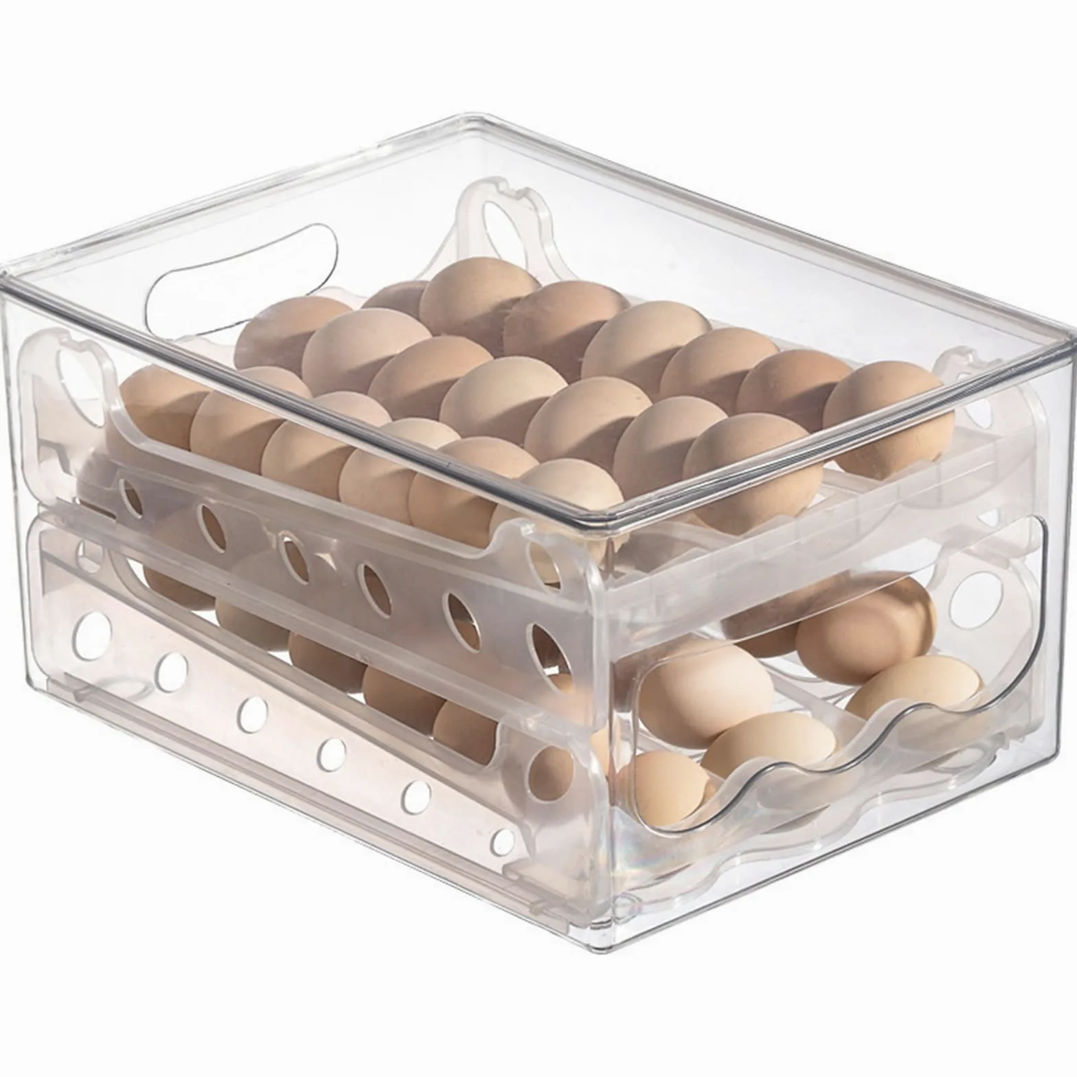 Caja de Huevos para Nevera, Caja de Almacenamiento Deslizante automática, organizadores de Nevera, Soporte para Huevos, contenedor, cajón de Nevera, Caja de Huevos apilable