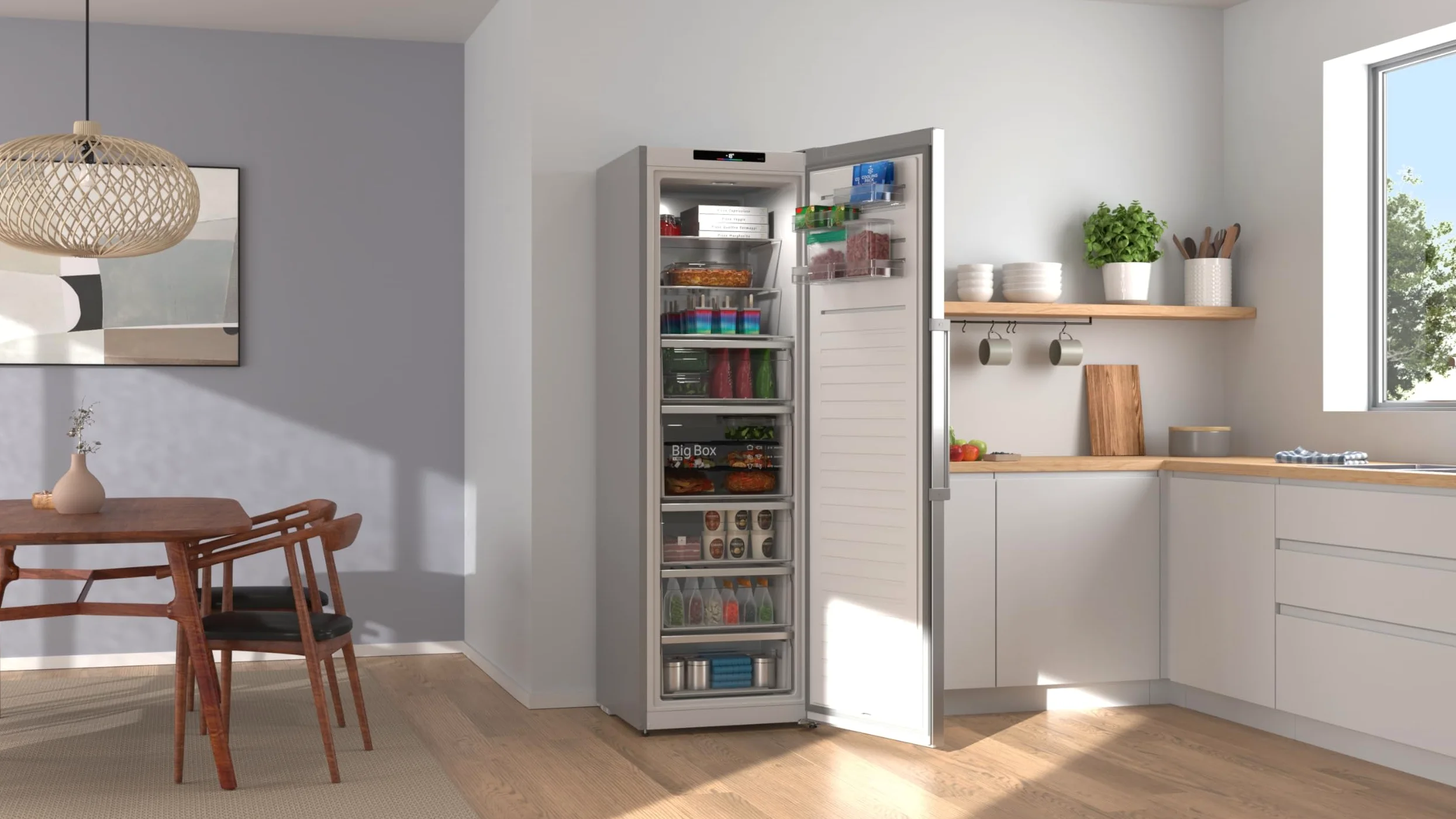 Bosch Serie 6 - Congelador independiente de 186,2 x 59,5 cm, GSN36AICM, capacidad útil de 334 L, total no Frost, iluminación LED, estantes flexibles para puertas, funcionamiento silencioso, conexión