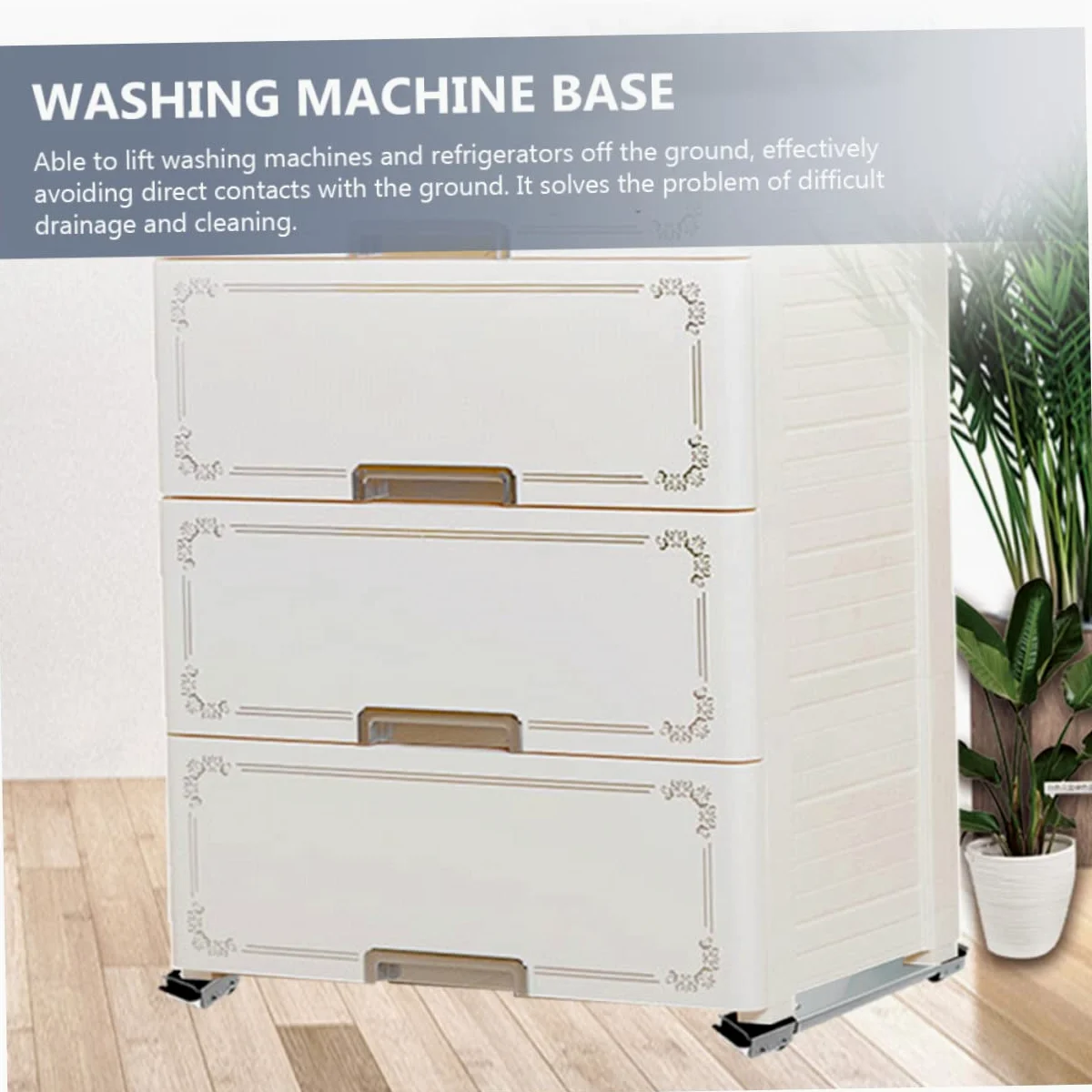 1par Soporte Móvil Para Electrodomésticos Base Deslizante Para Lavadoras y Refrigeradores Patas Antivibración Ruedas Diseño Escalable y Resistente Al Agua