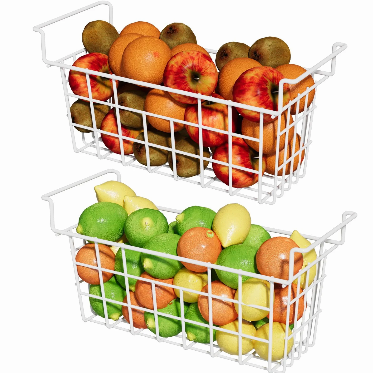 Contenedores organizadores de congelador de 17.5 pulgadas, cesta profunda para congelador, cestas de congelador, contenedores organizadores de refrigerador, cestas de alambre de metal, 2 paquetes
