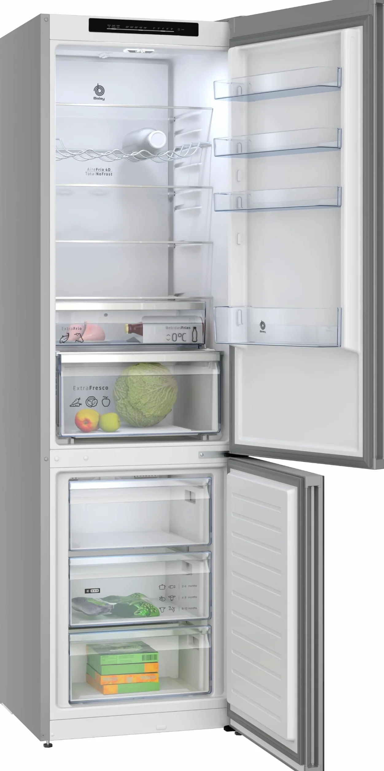 Balay - Frigorífico combinado, Serie Cristal, NoFrost, Cajón ExtraFresh y ExtraCold, Blanco, 3KFD855BI