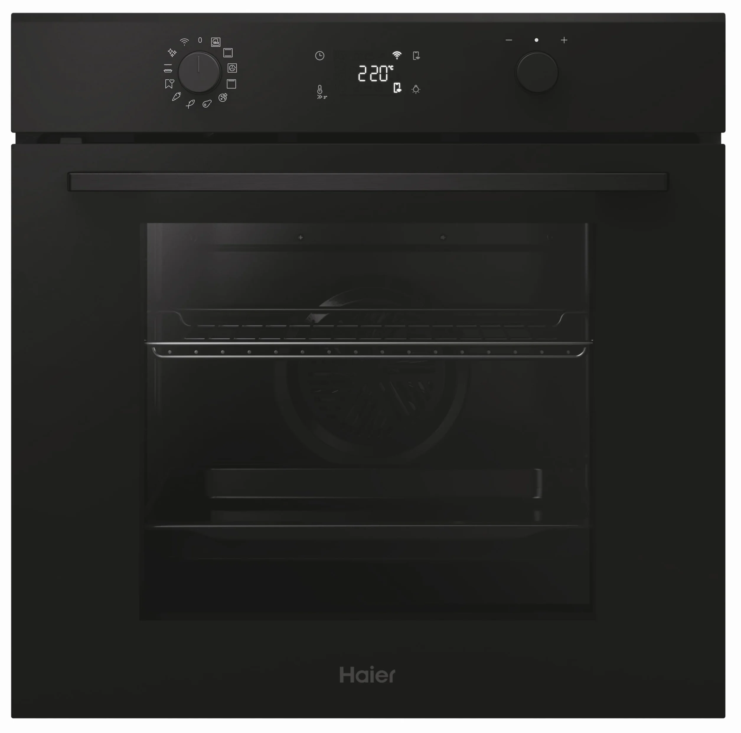 Haier ID Series 2 H6 ID2P5B3YTB - Horno Multifunción Pirolítico e Hidrolítico, Conectividad WIFI, 78L, Cocción multinivel, 12 Funciones, Display táctil y Mandos giratorios, Guía Telescópica, Negro