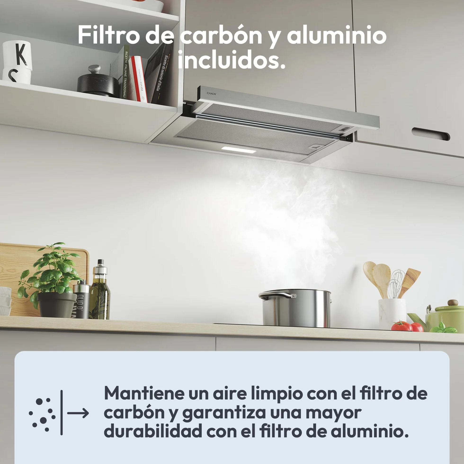 Candy CBT6130/3X Campana Telescópica 60 cm 125W 264m³/h Acero Inoxidable LED