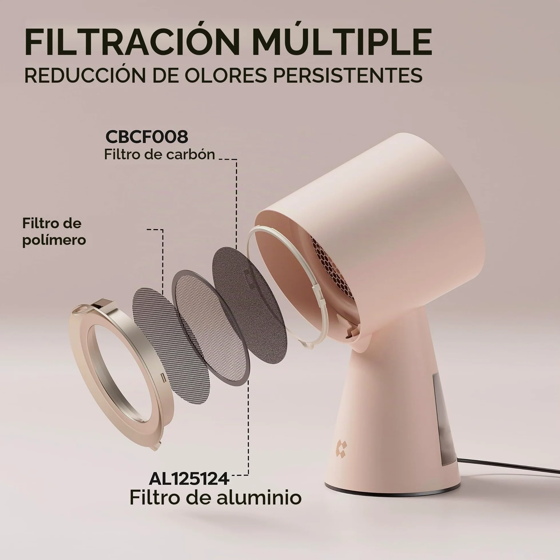 CIARRA CBPHP01 Campana Extractora de Escritorio Mini Campana Portable Rosa | Sobremesa Campana 11.5kW/h 2 Velocidades Extractor cocina mútiples filtración para Barbacoas,Cocina,Fondue,Camping,Caravanas