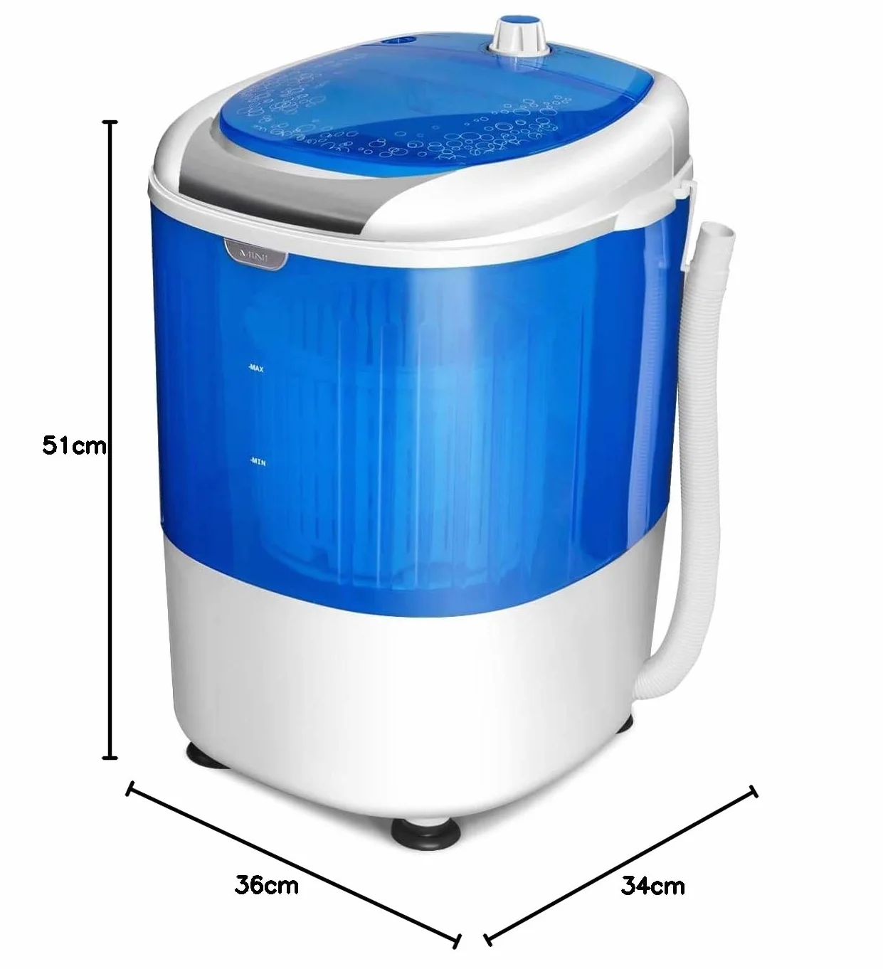 COSTWAY 2,5 kg Lavadora Portatil, 170W Mini Lavadora Semiautomática con Centrifugador para Camping, 2 en 1 Lavadora Pequeña con Pulsador y Bañera Giratoria para Viajes y Caravanas Camper