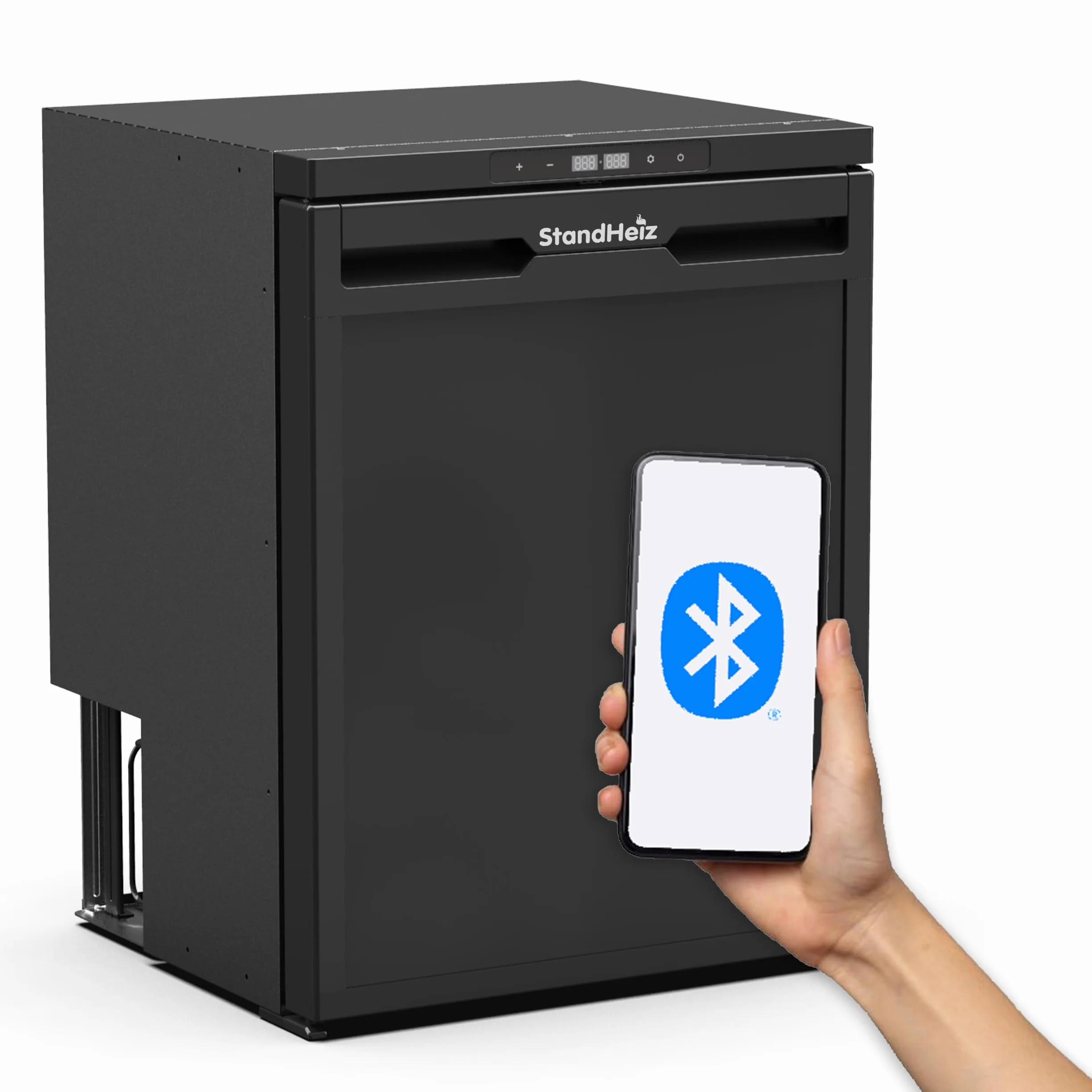 Nevera con compresor de 65 l con control por aplicación, 12 V, 24 V, ahorro de energía, minifrigorífico con puerta de apertura lateral, nevera pequeña con función de congelador, para coche, camión
