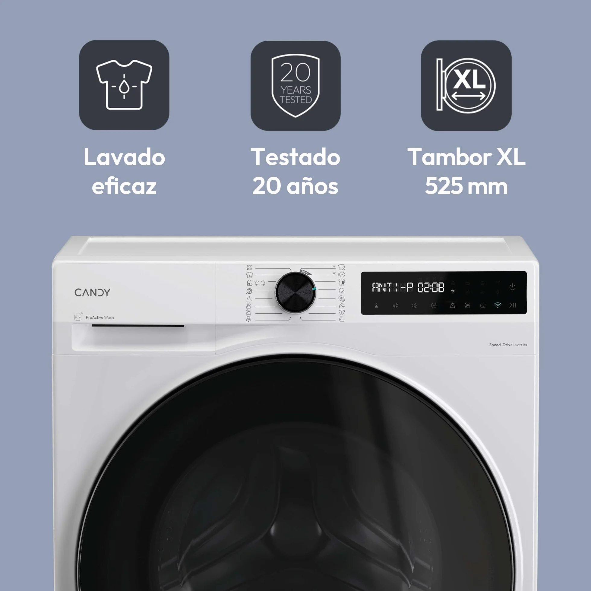 Candy ProWash&Dry 500 BWR 4128BL8-S Lavasecadora 12KG+8KG 1400RPM Motor Inverter SpeedDrive Wifi Blanca