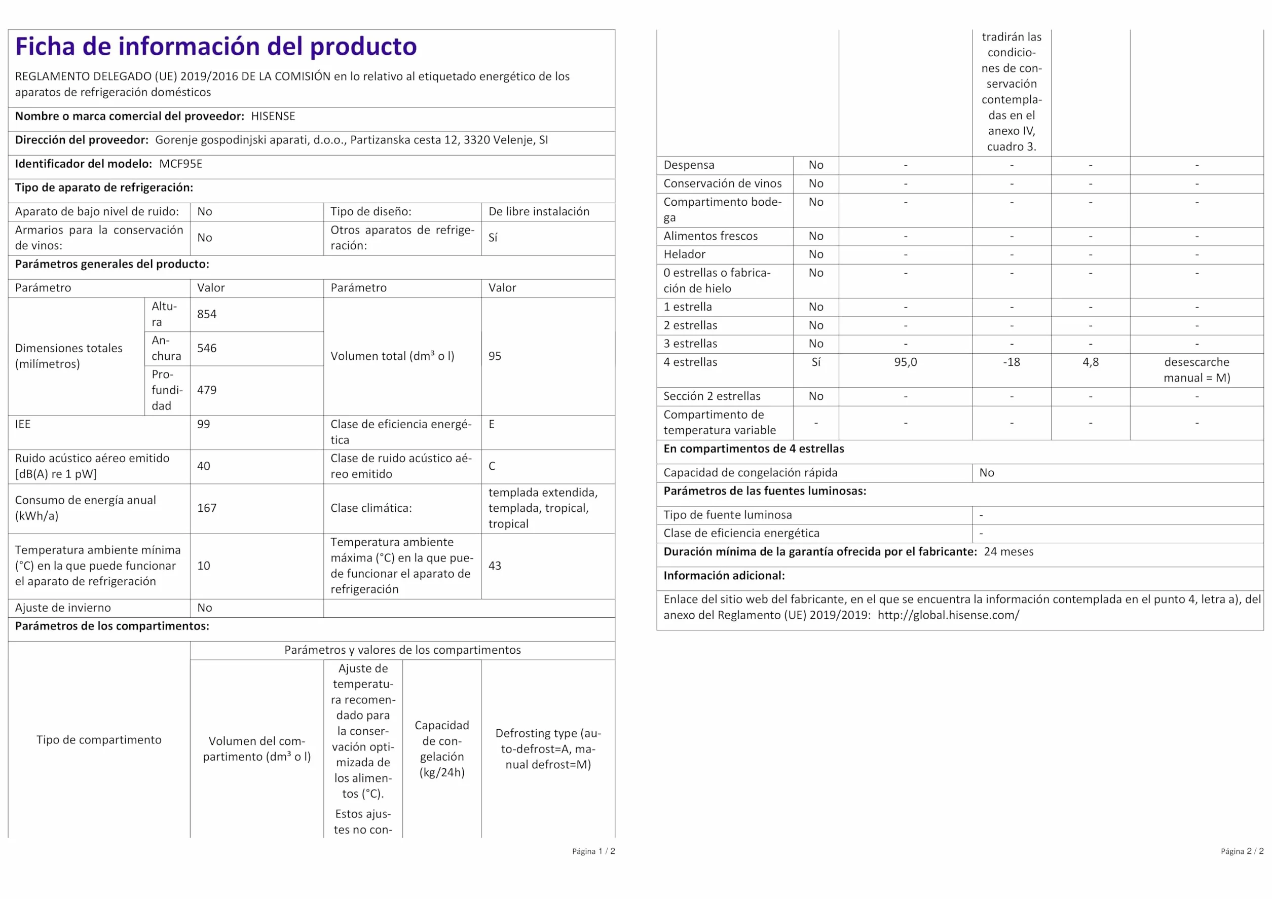 Hisense MCF95E – Congelador Baúl Capacidad 95 L, Silenciador 40 dB, Blanco, 54,6 x 47,9 x 85,4 cm