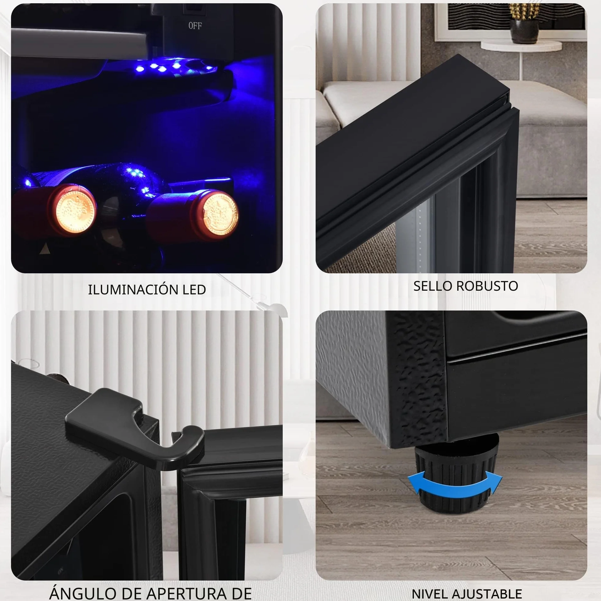 Merax Frigorífico Mini 76L, Freestanding Enfriador de bebidas con refrigerador de 70L + congelador de 6L, con iluminación interior LED y estantes ajustables, súper silencioso para restaurante bar