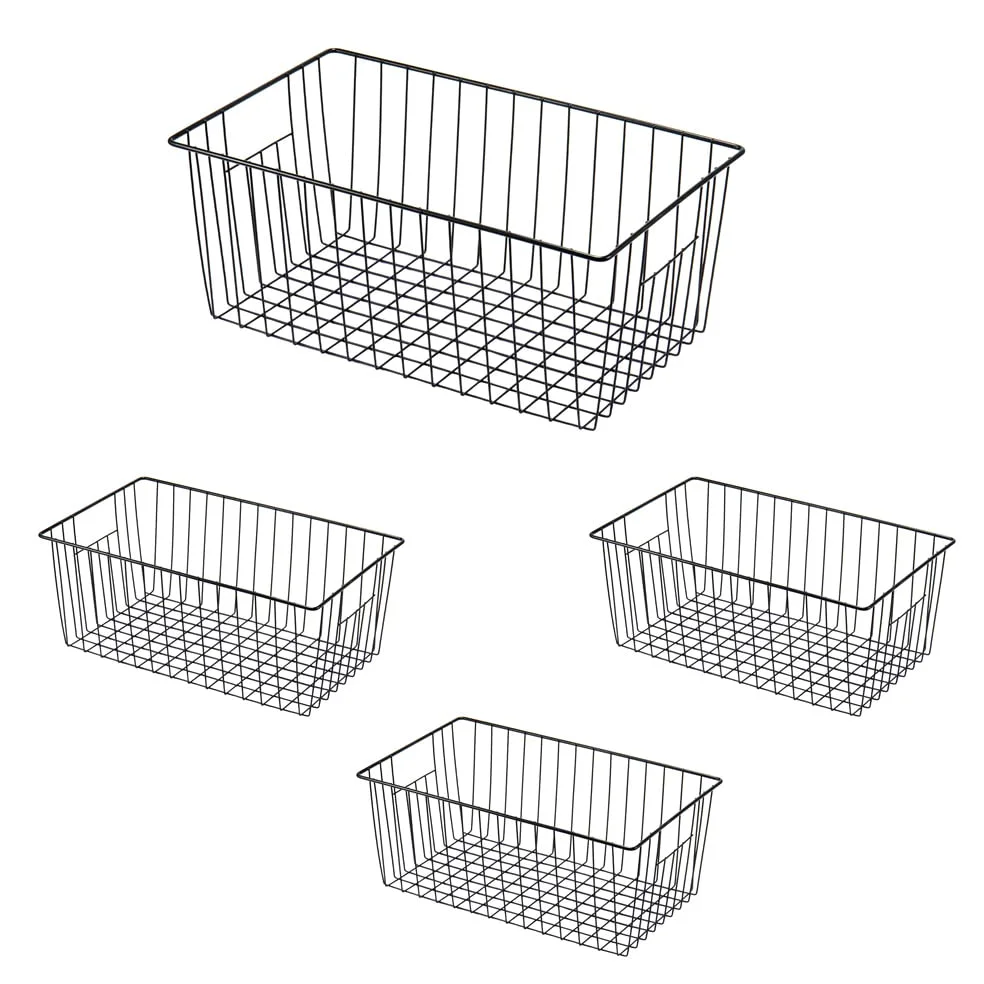 Canastas organizadoras de alambre para congelador de 16 pulgadas, contenedor de refrigerador para el hogar con asas integradas para gabinete, despensa, armario, dormitorio