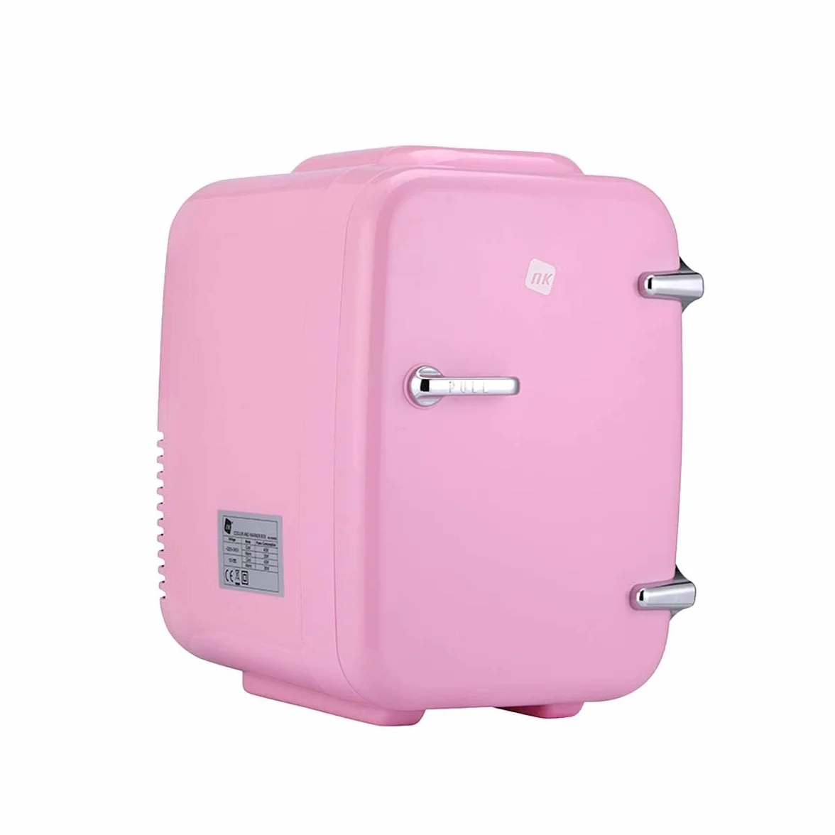 NK Mini Nevera Portátil, 4 Litros de Capacidad, Funcionamiento 12V-220V, Función Enfriamiento y Calentamiento, Para Cosméticos y Refrescos, Rosa