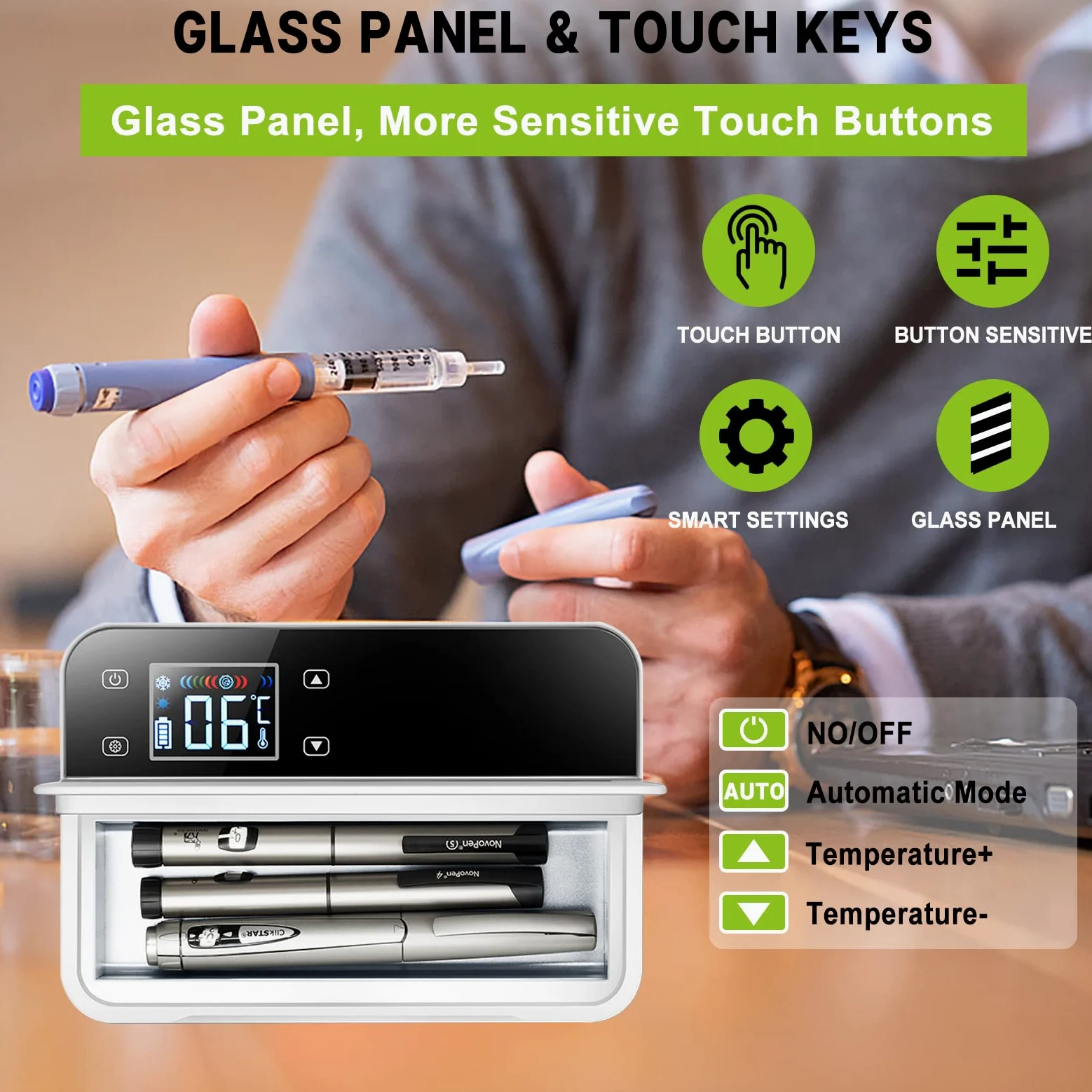 Mini refrigerador portátil para medicamentos, estuche de viaje de insulina para 2-8 °C, refrigerador pequeño para coche para el hogar y viajes, funciona con pilas