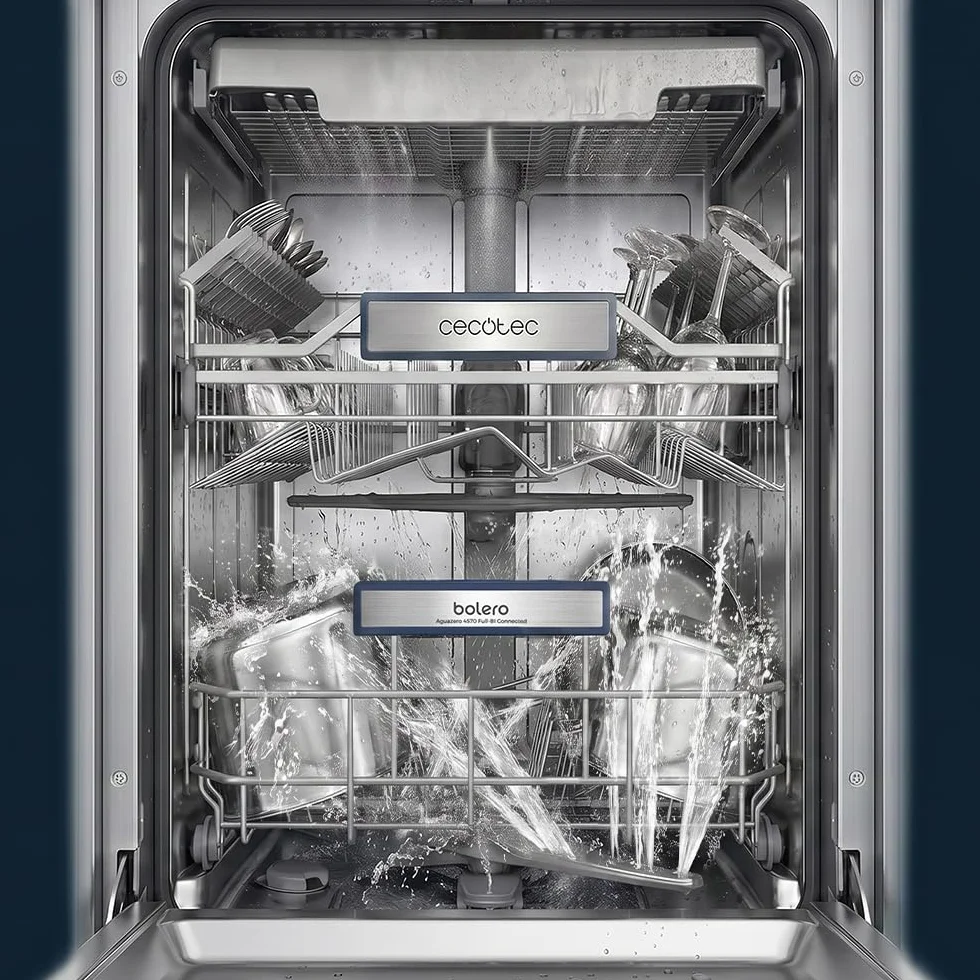 Cecotec Lavavajillas 45 cm Integrable Bolero Aguazero 45100 Full-BI Connected. 11 Cubiertos, 10 Programas, Inverter Plus Duo, Panel Táctil, WiFi, Smart Wash, O2Dry, Super Dry, FloorView Light