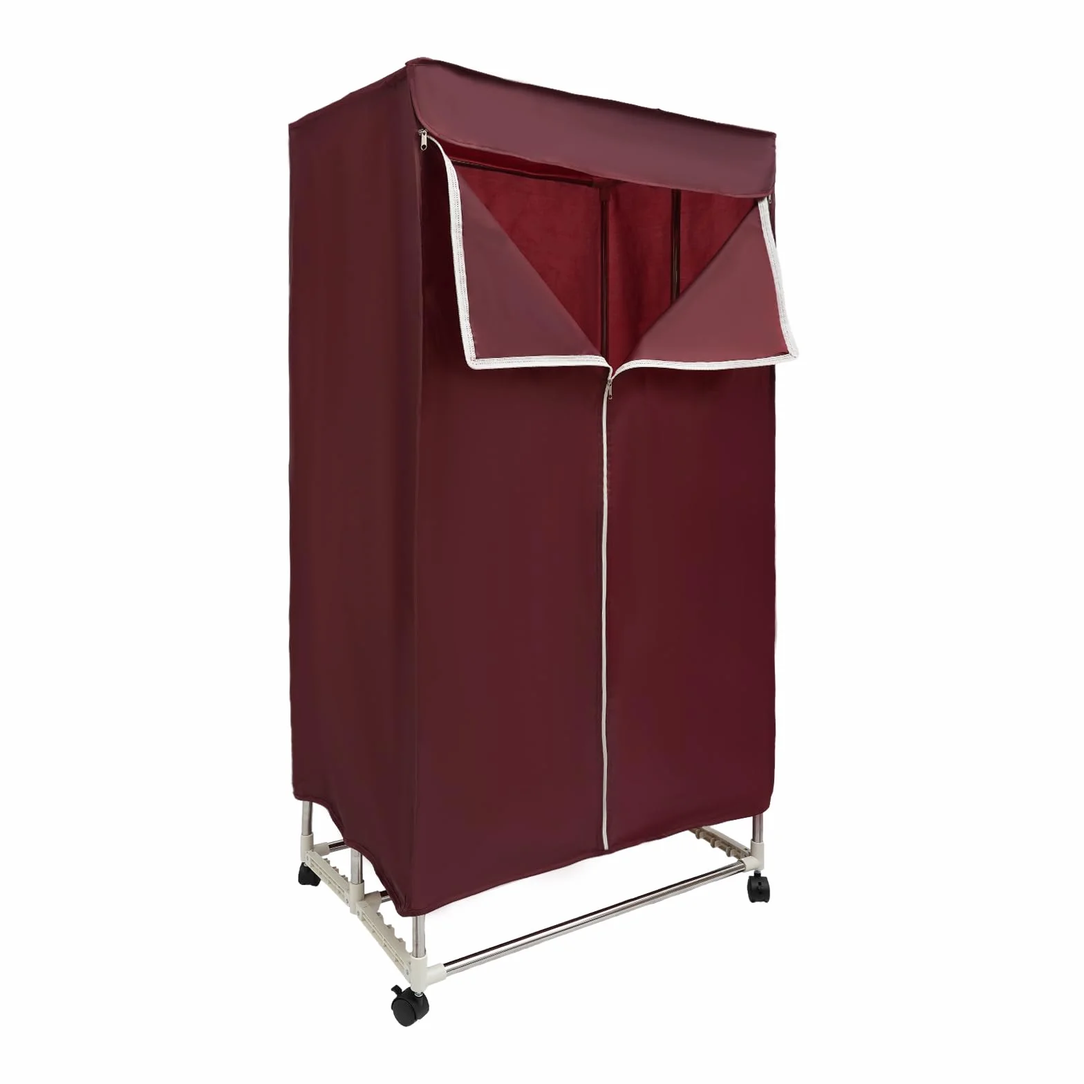 Secadora eléctrica de 1500 W, armario portátil, secadora de aire caliente, máquina de secado plegable con mando a distancia y temporizador, diseño de doble capa, para el hogar (rojo)