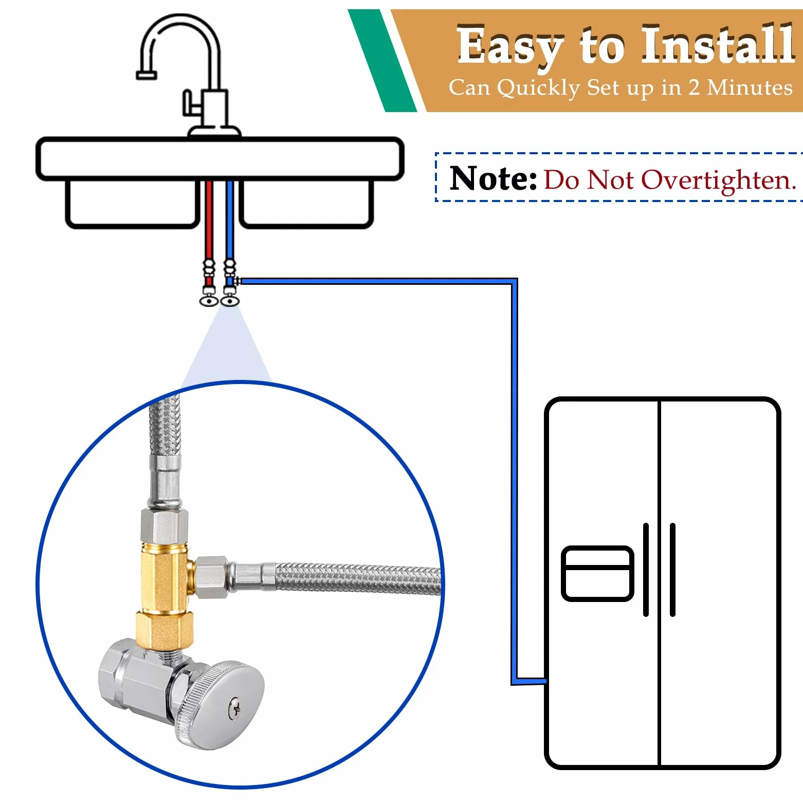 Conector de línea de agua de latón para nevera, divisor de línea de agua para máquina de hielo, disponible para caja de salida de máquina de hielo, grifo de agua potable, sistema de filtración de agua