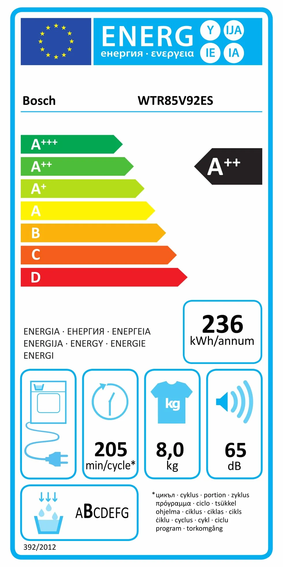 Bosch Serie 4 Secadora con Bomba de Calor 60 cm 8 kg AutoDry Blanco WTR85V92ES