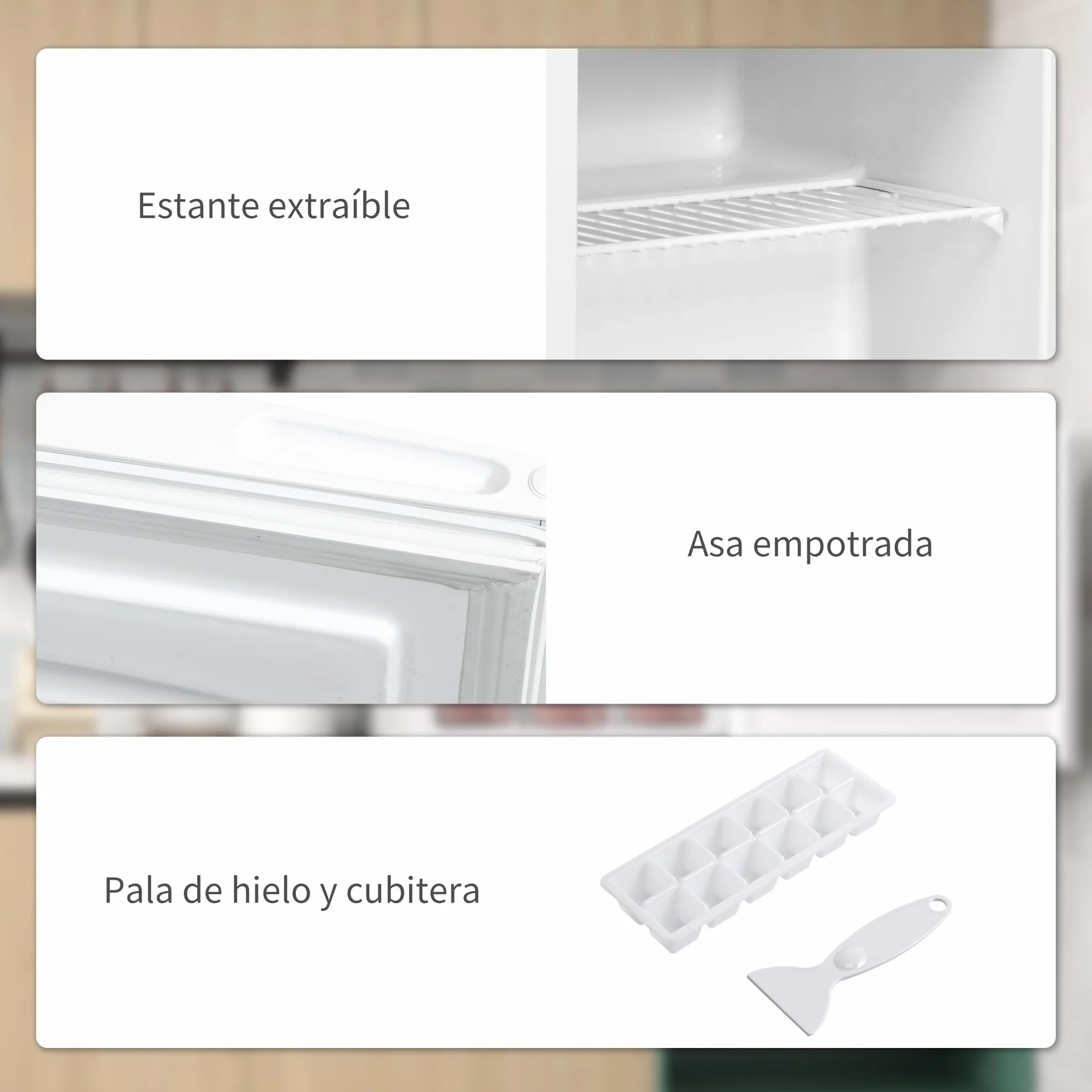 HOMCOM Congelador Vertical 35 L Silencioso Puerta Reversible Temperatura Ajustable Blanco