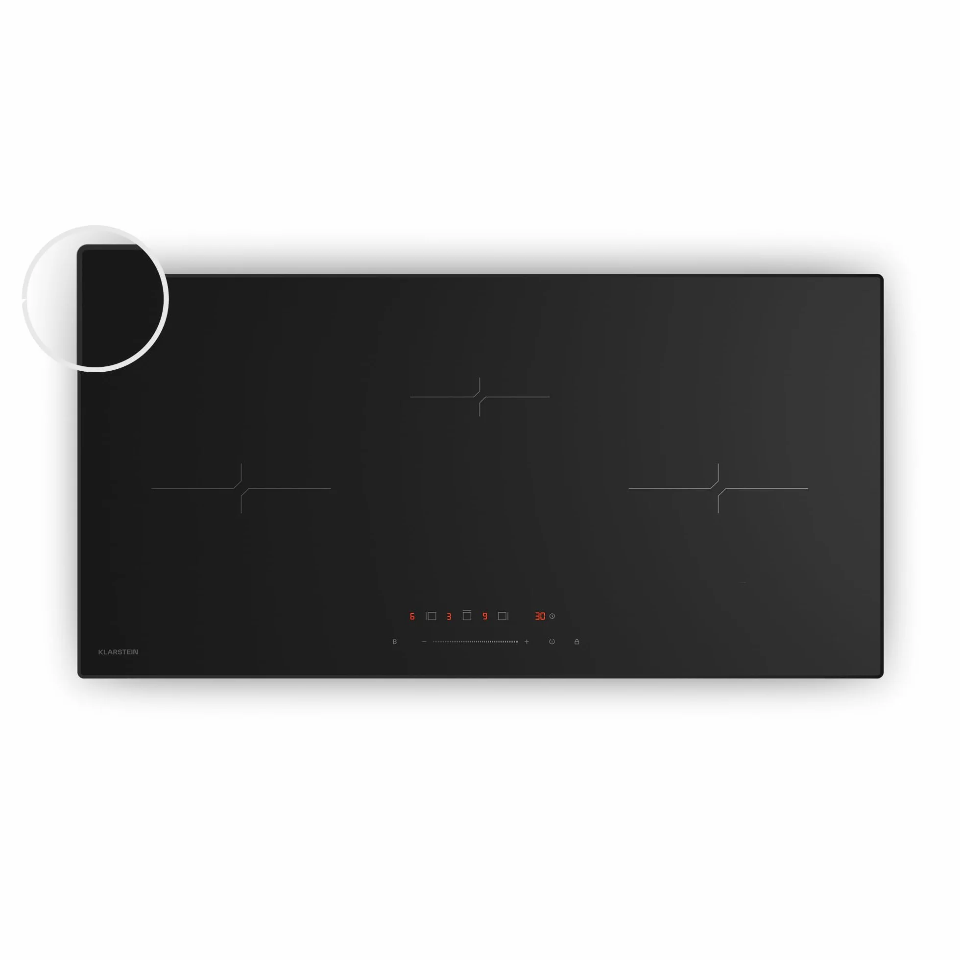 Klarstein Velaire Placa Inducción 80cm - 3 Zonas, 5500W Boost, Control Táctil Deslizante, Temporizador, Bloqueo Infantil, Indicador Calor Residual, Cocina Inducción