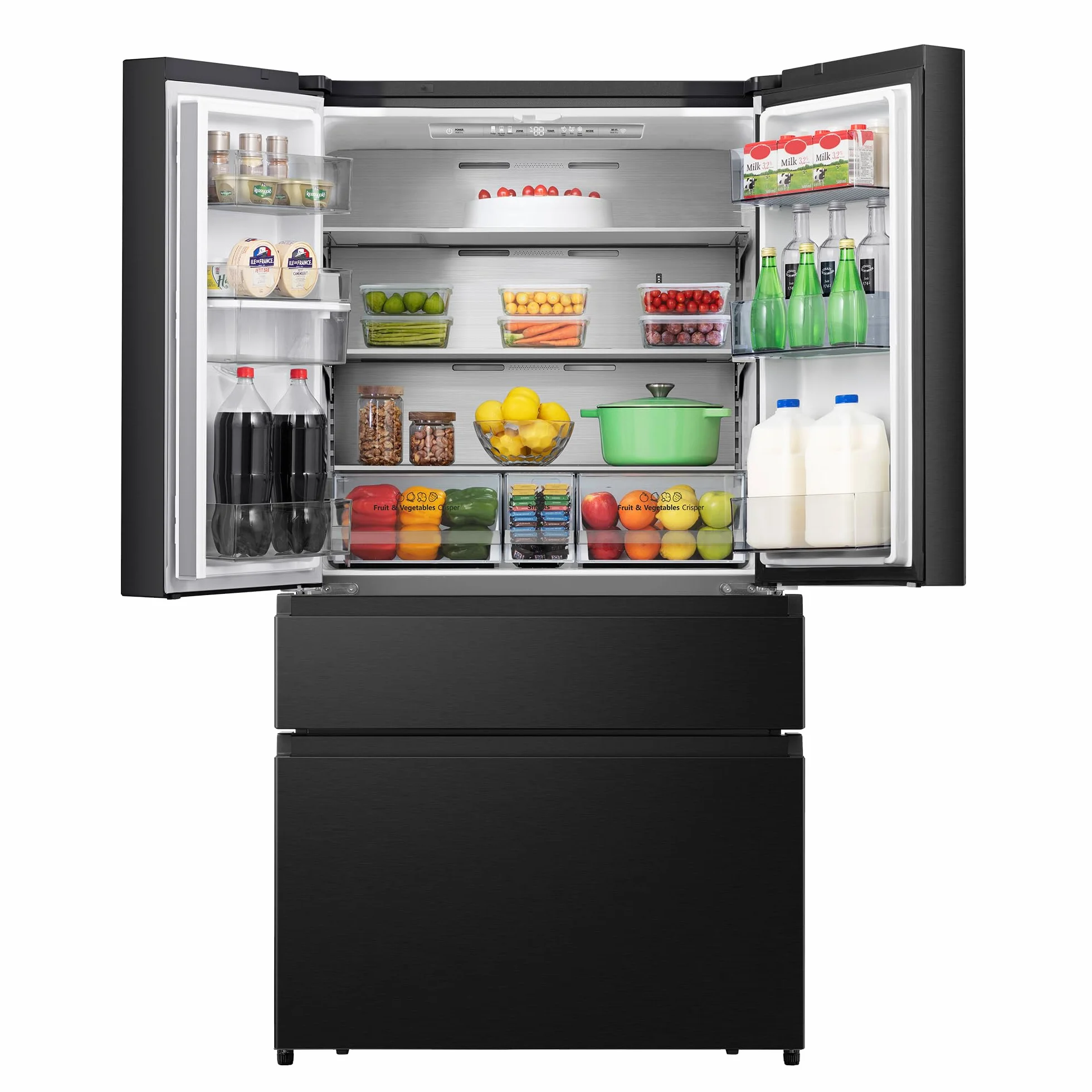 Hisense RF749N4SWFE - Frigorífico Americano Puerta Francesa Total No Frost, 579L,179cm, Metal-Tech Cooling, My Fresh Choice, Multi Airflow, Dispensador Agua con Depósito, Inverter, WiFi, Dark Inox